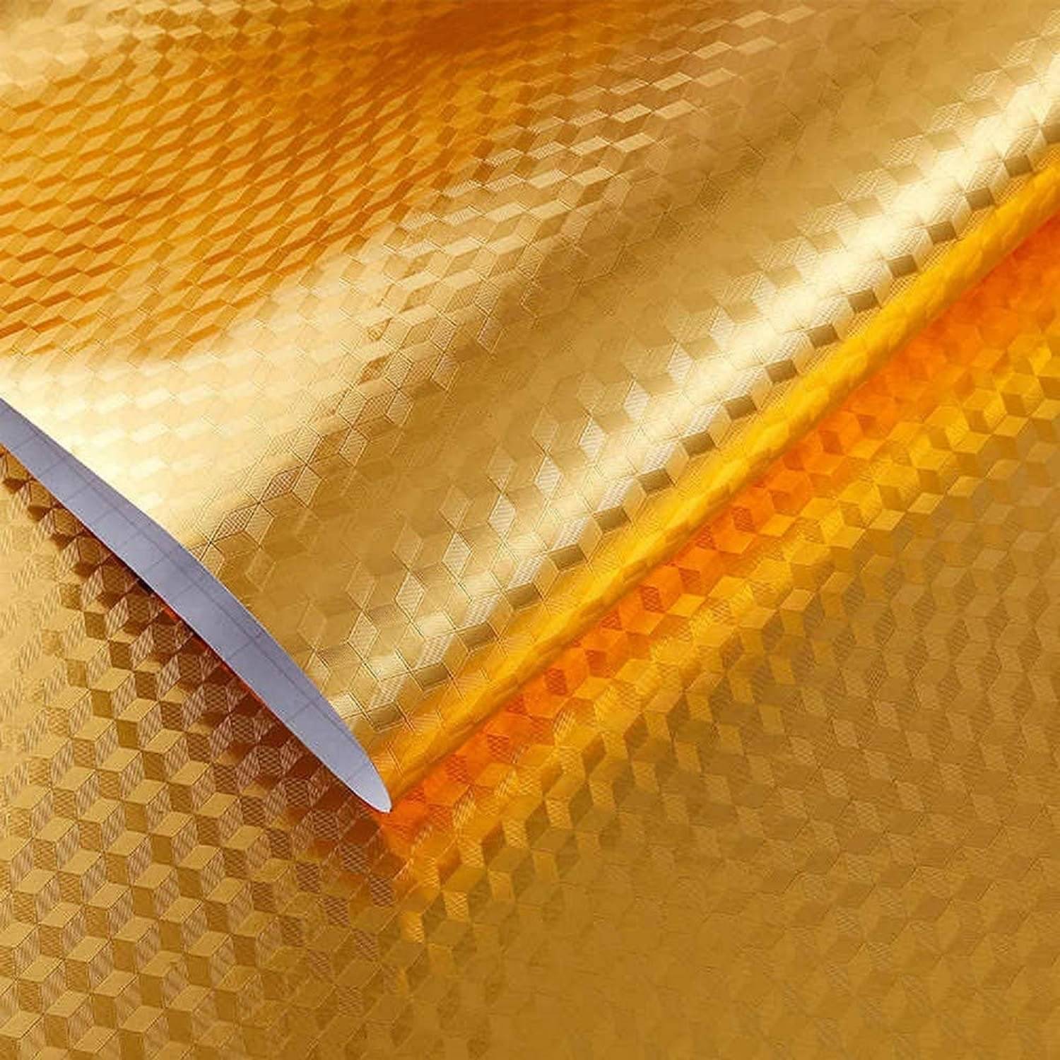     			Golden Hexa Foil Wallpaper Meter Aluminium Foil Stickers