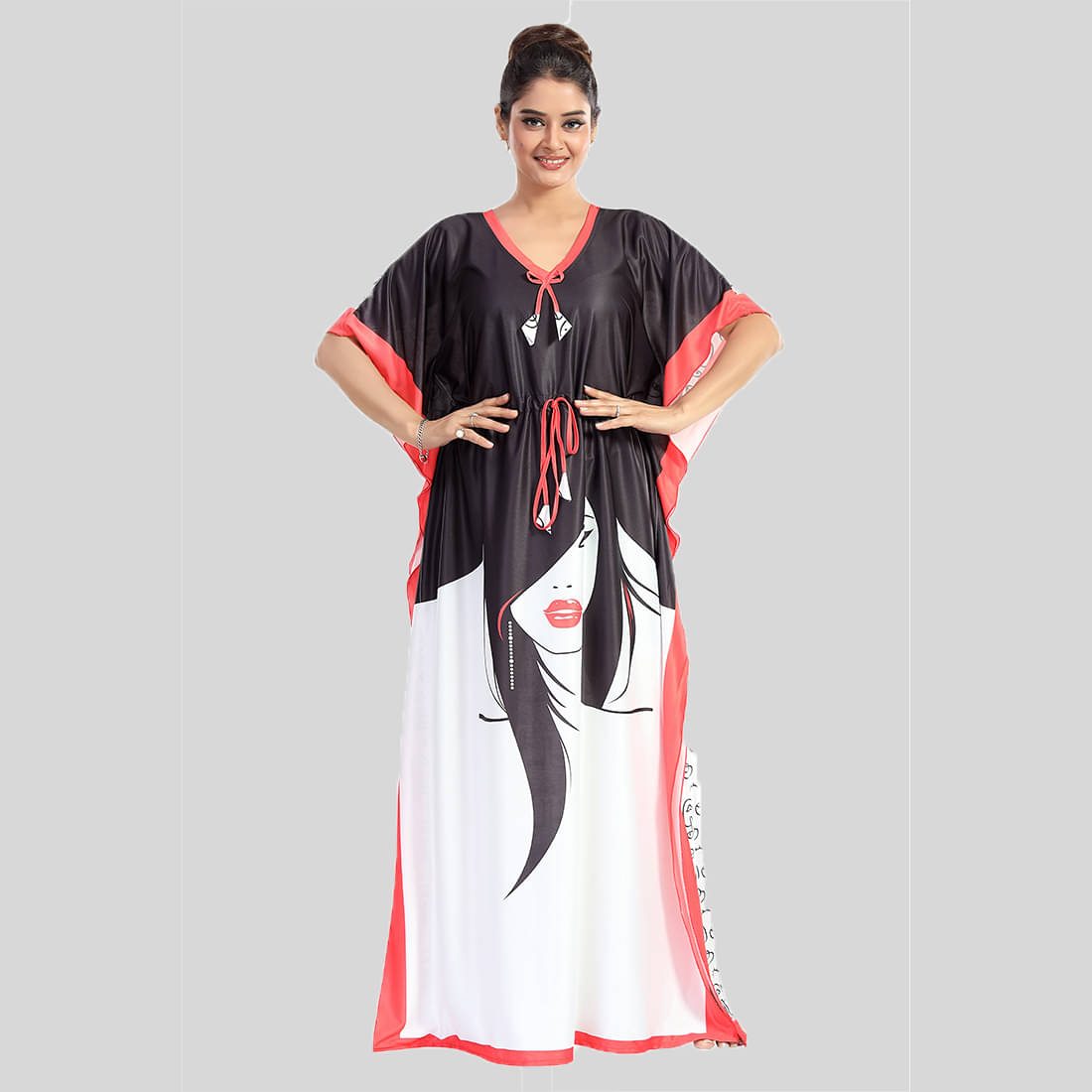     			Gutthi Black Polyester Women's Nightwear Kaftan Night Dress ( Pack of 1 )