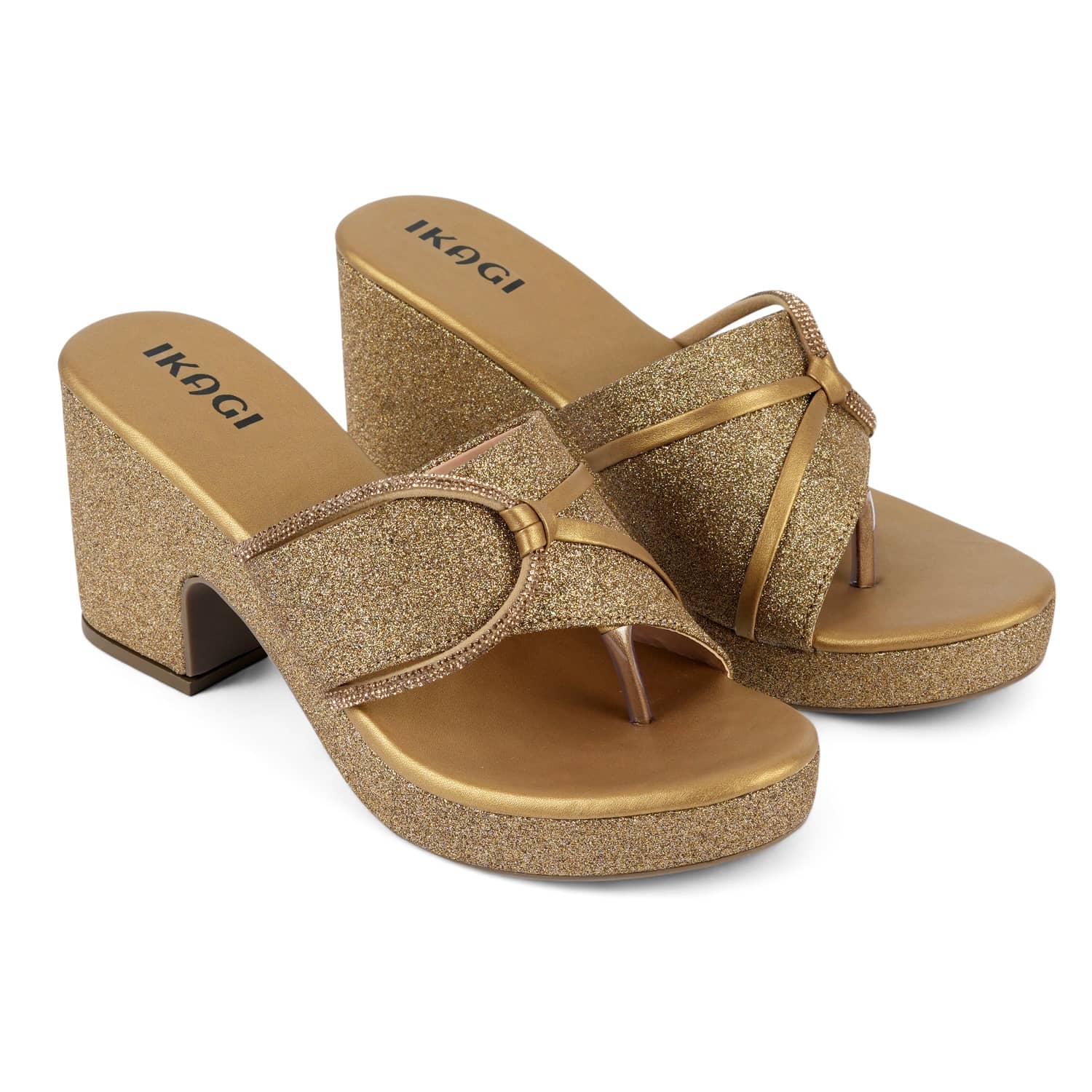 IKAGI Gold Women's Slip On Heels - Heels | Buy online on ZillyBuy