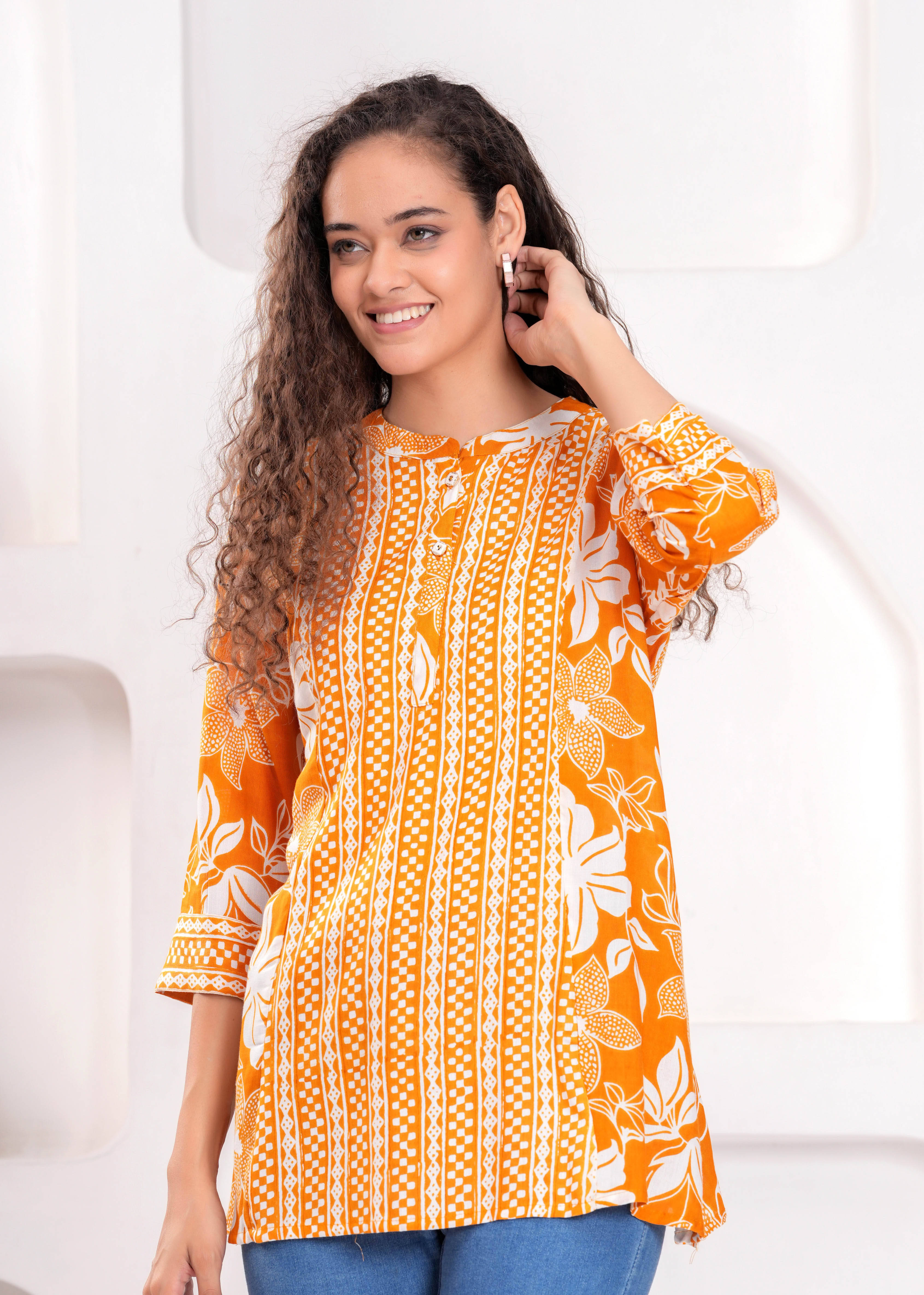 JAI SHIVAM TRADERS Women's Viscose Rayon Regular Top ( Yellow ) JAI SHIVAM TRADERS Women's Viscose Rayon Regular Top ( Yellow )