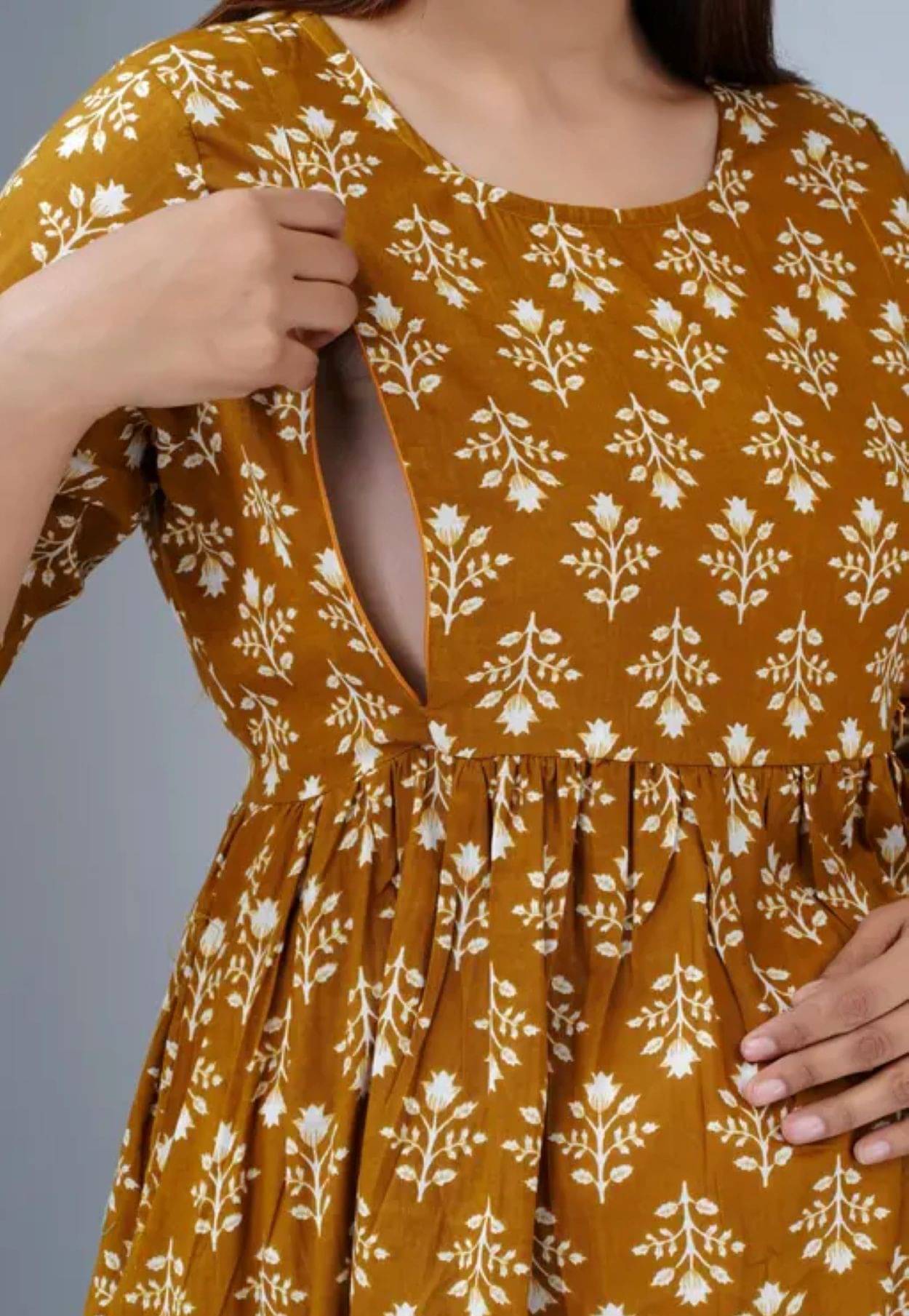 LOOK N LIKE Mustard Rayon Women's Maternity Dress ( Pack of 1 ) LOOK N LIKE Mustard Rayon Women's Maternity Dress ( Pack of 1 )
