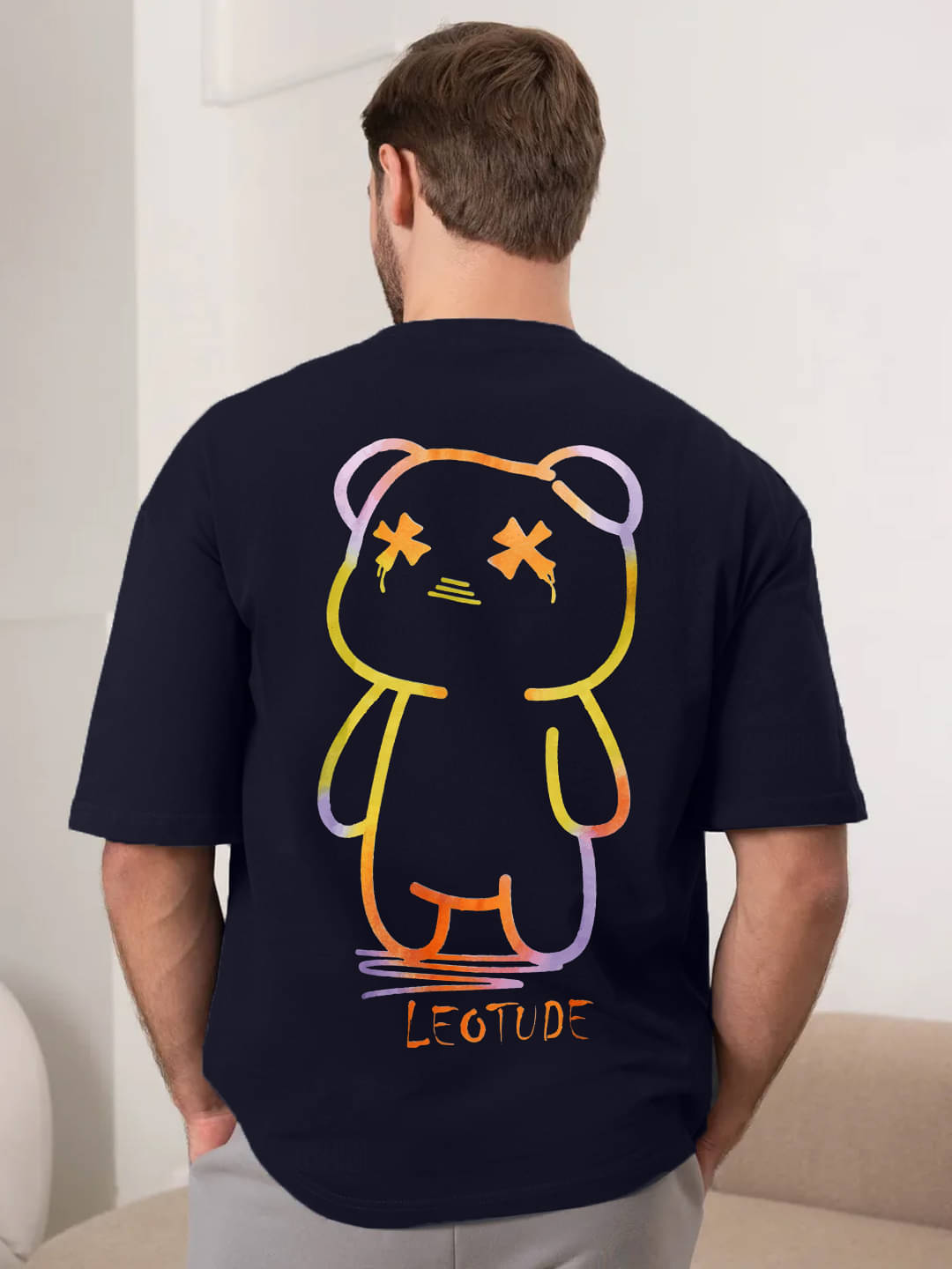 Leotude Men Cotton Blend Regular Fit Printed T-Shirt ( Navy ) Leotude Men Cotton Blend Regular Fit Printed T-Shirt ( Navy )