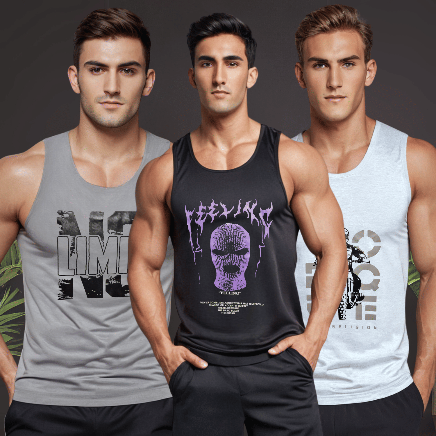 Looks United Pack of 3 Polyester Gym Vest For Men ( Multicolor ) - Nightwear & Loungewear | Buy online on ZillyBuy