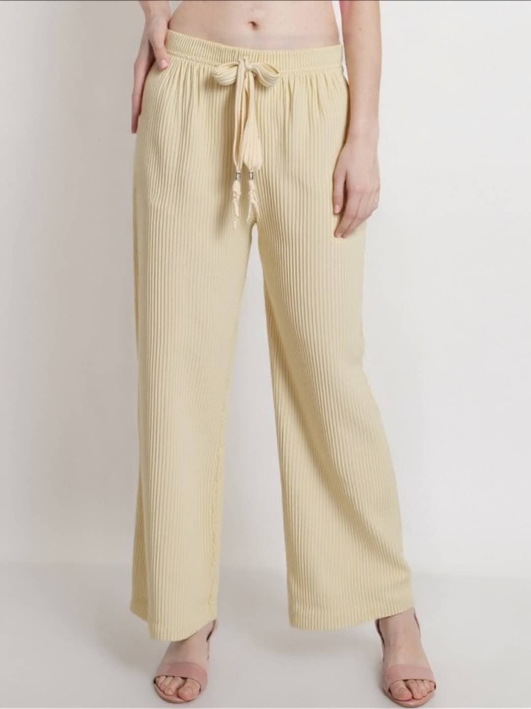     			MAYKR Pack of 1 Polyester Straight Women's Casual Pants ( Cream )