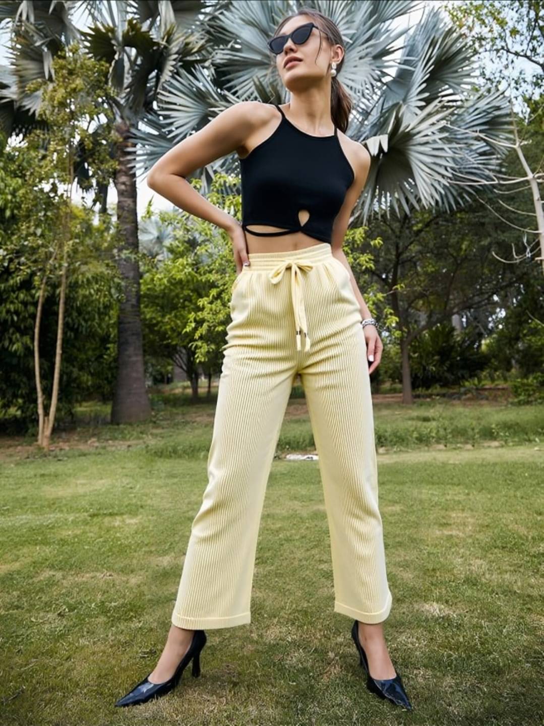     			MAYKR Pack of 1 Polyester Straight Women's Casual Pants ( Cream )