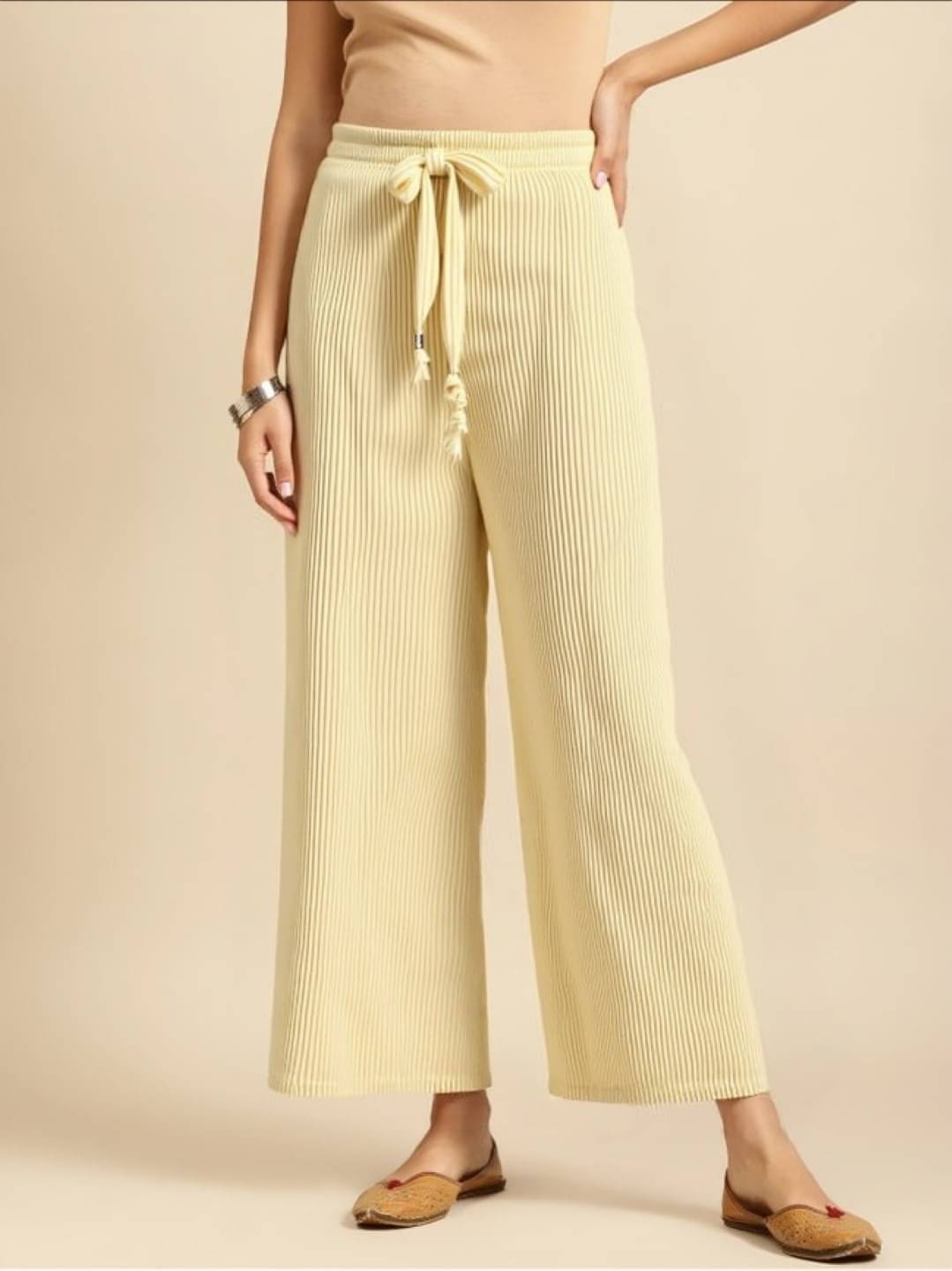     			MAYKR Pack of 1 Polyester Straight Women's Casual Pants ( Cream )