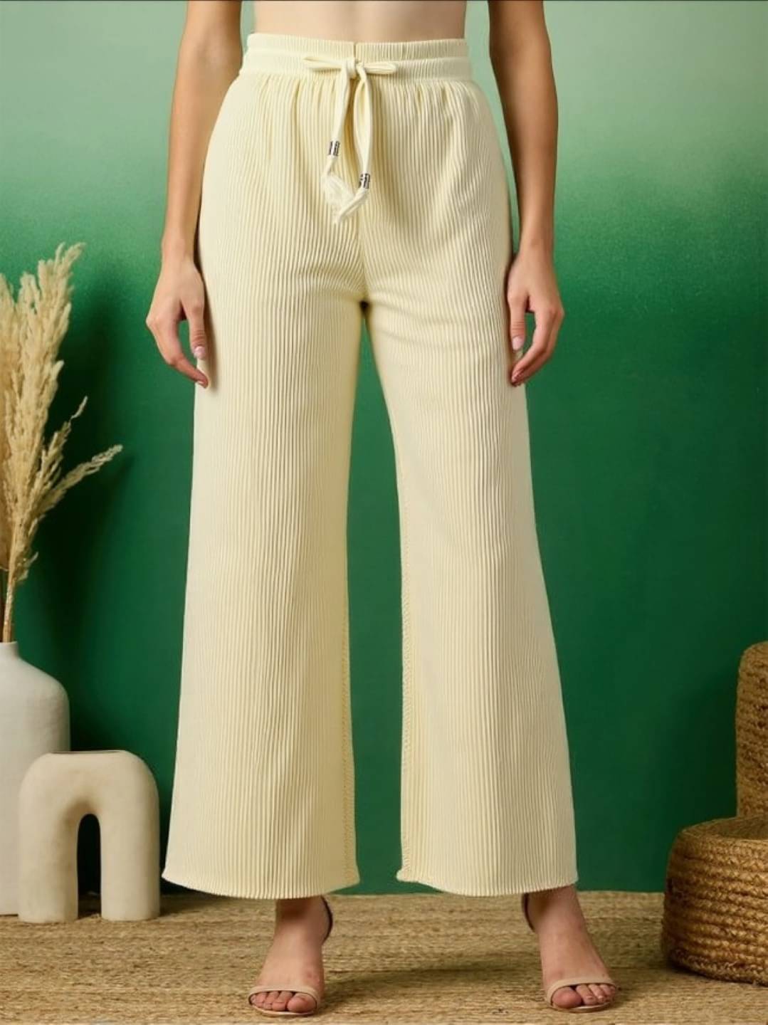     			MAYKR Pack of 1 Polyester Straight Women's Casual Pants ( Cream )