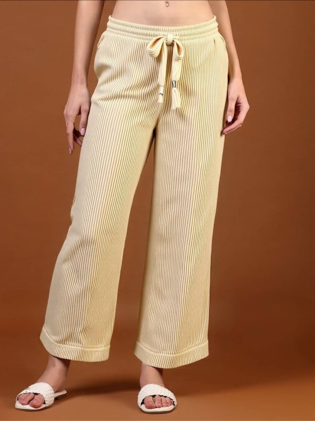     			MAYKR Pack of 1 Polyester Straight Women's Casual Pants ( Cream )