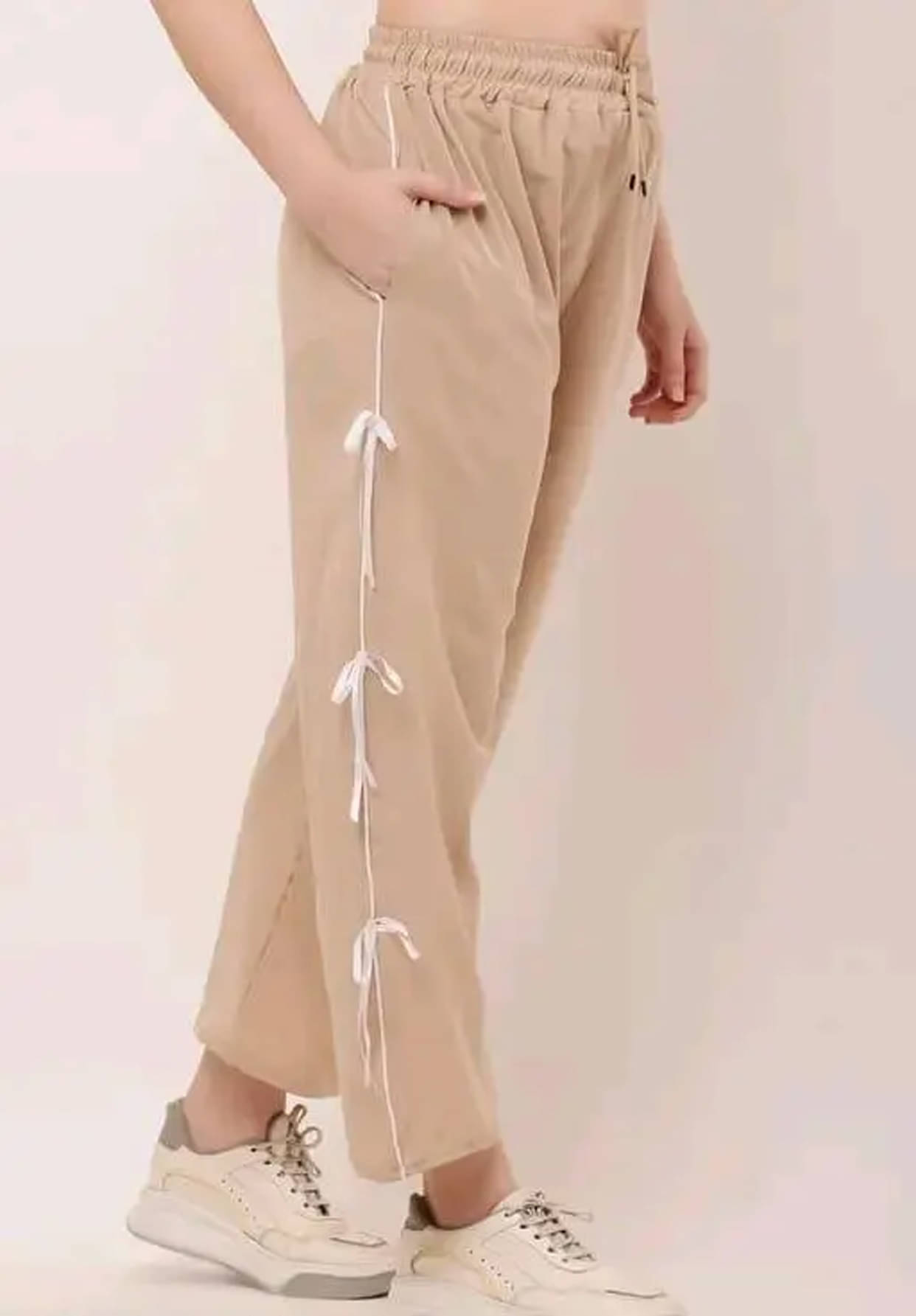     			Nios Fashion Pack of 1 Cotton Blend Relaxed Women's Casual Pants ( Beige )