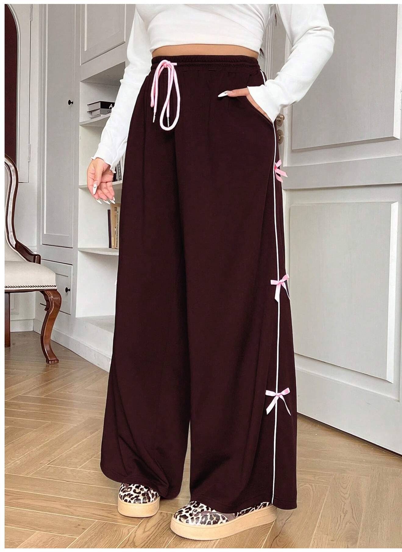     			Nios Fashion Pack of 1 Cotton Blend Relaxed Women's Casual Pants ( Wine )