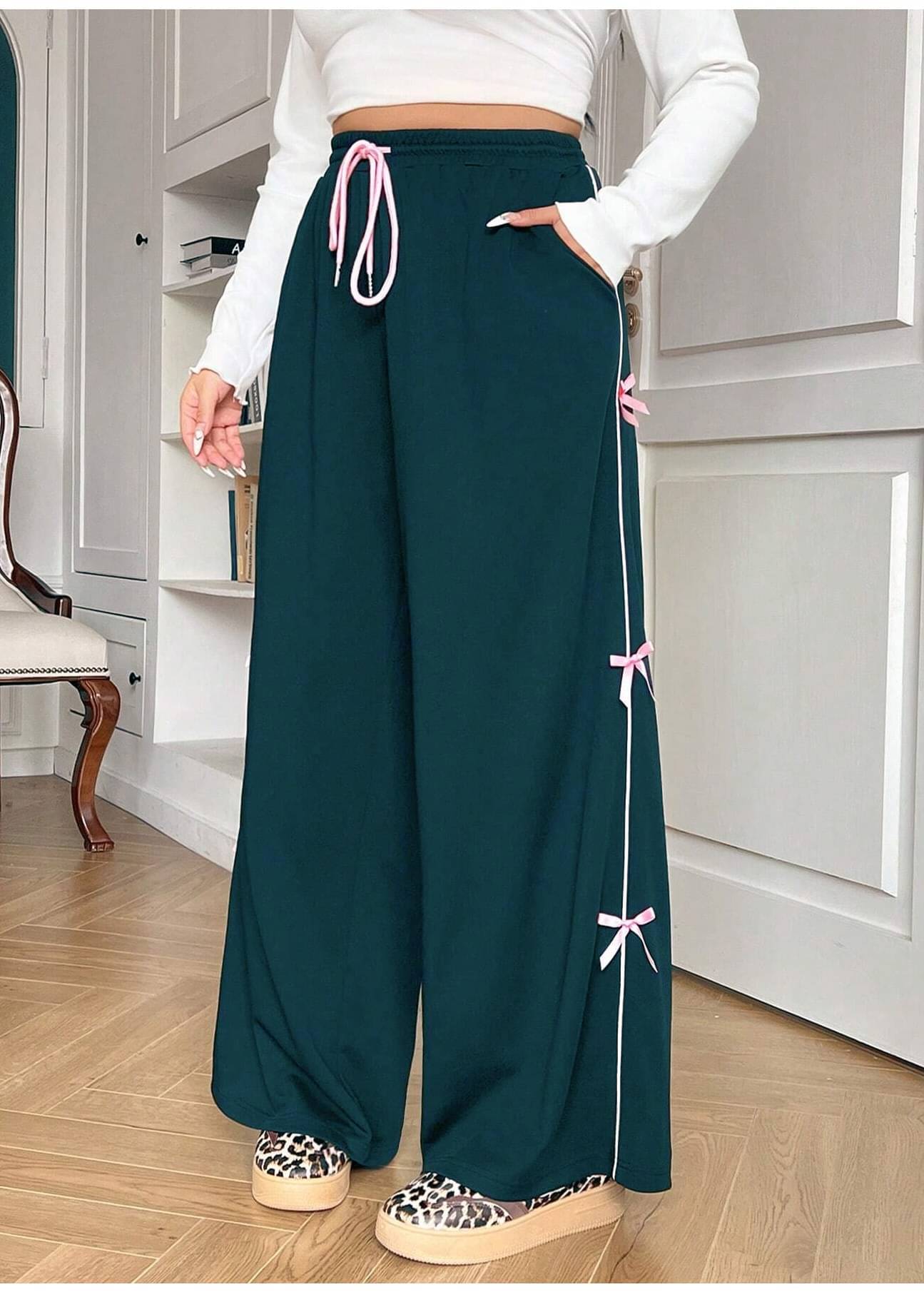     			Nios Fashion Pack of 1 Cotton Blend Relaxed Women's Casual Pants ( Teal )