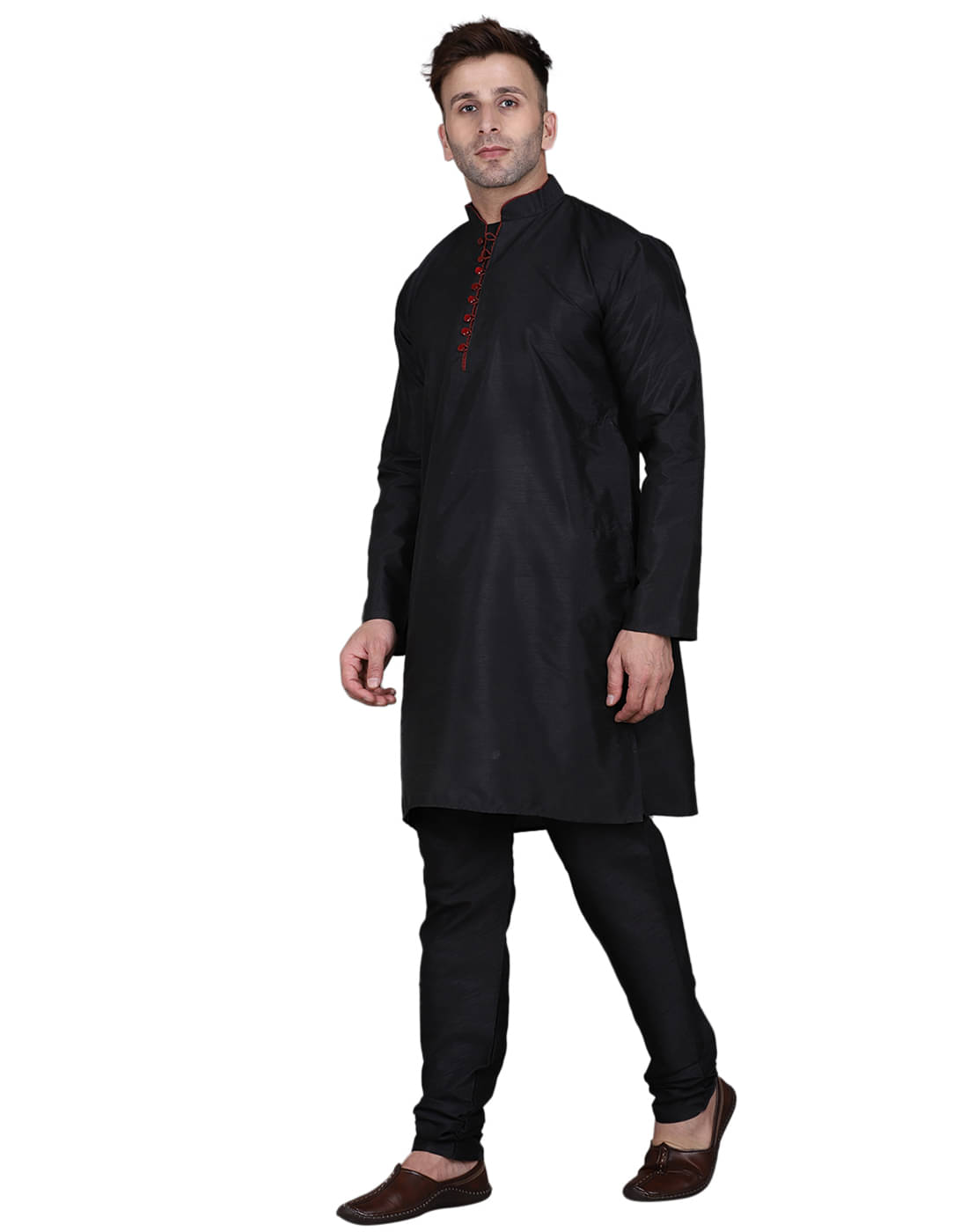     			READYON Black Silk Regular Fit Men's Kurta Pyjama Set ( Pack of 3 )