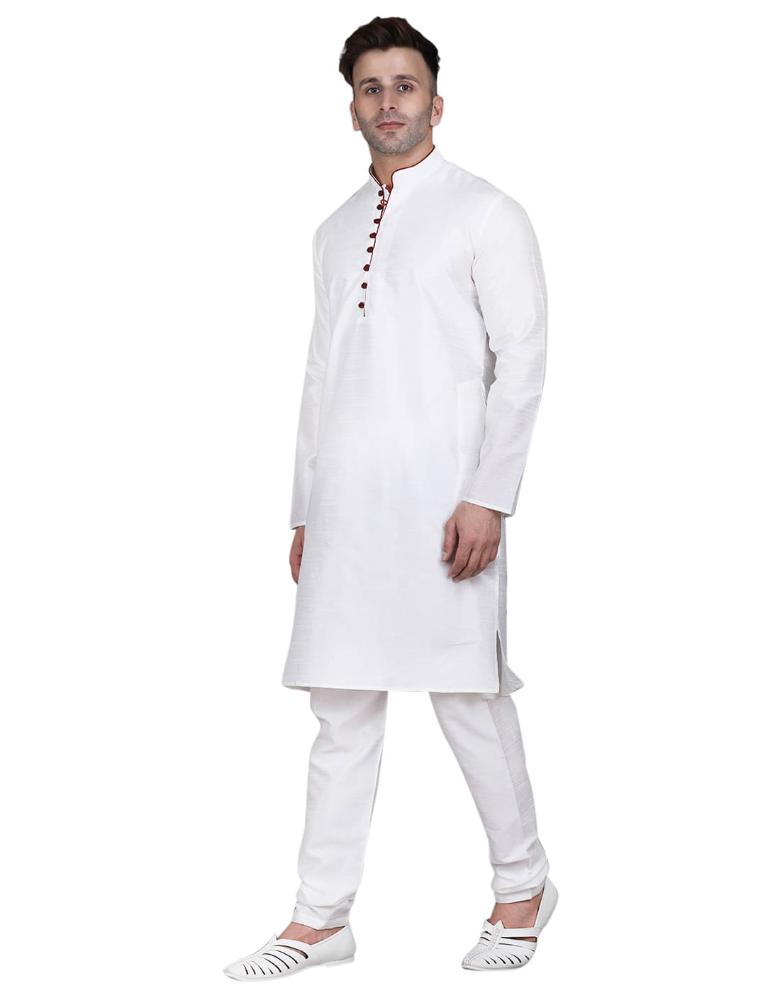     			READYON White Silk Regular Fit Men's Kurta Pyjama Set ( Pack of 2 )
