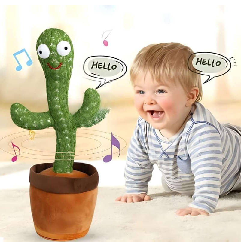     			Rechargeable Dancing Cactus Toy – Interactive Singing & Talking Plush Toy for Kids with Fun Lights, Recording & Repeating Function, USB Cable Included – Ideal Educational & Entertaining Gift