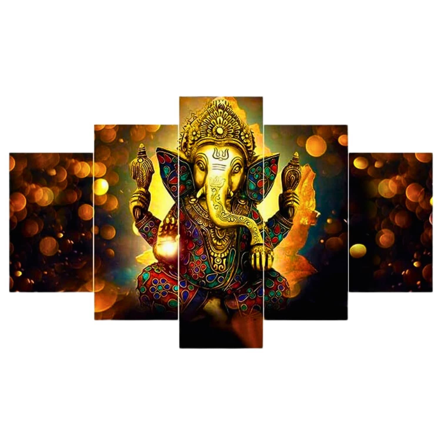 SNDArt Set Of 5 Lord Ganesha Wall Painting For Home Decor Gift Items 18 x30 inch