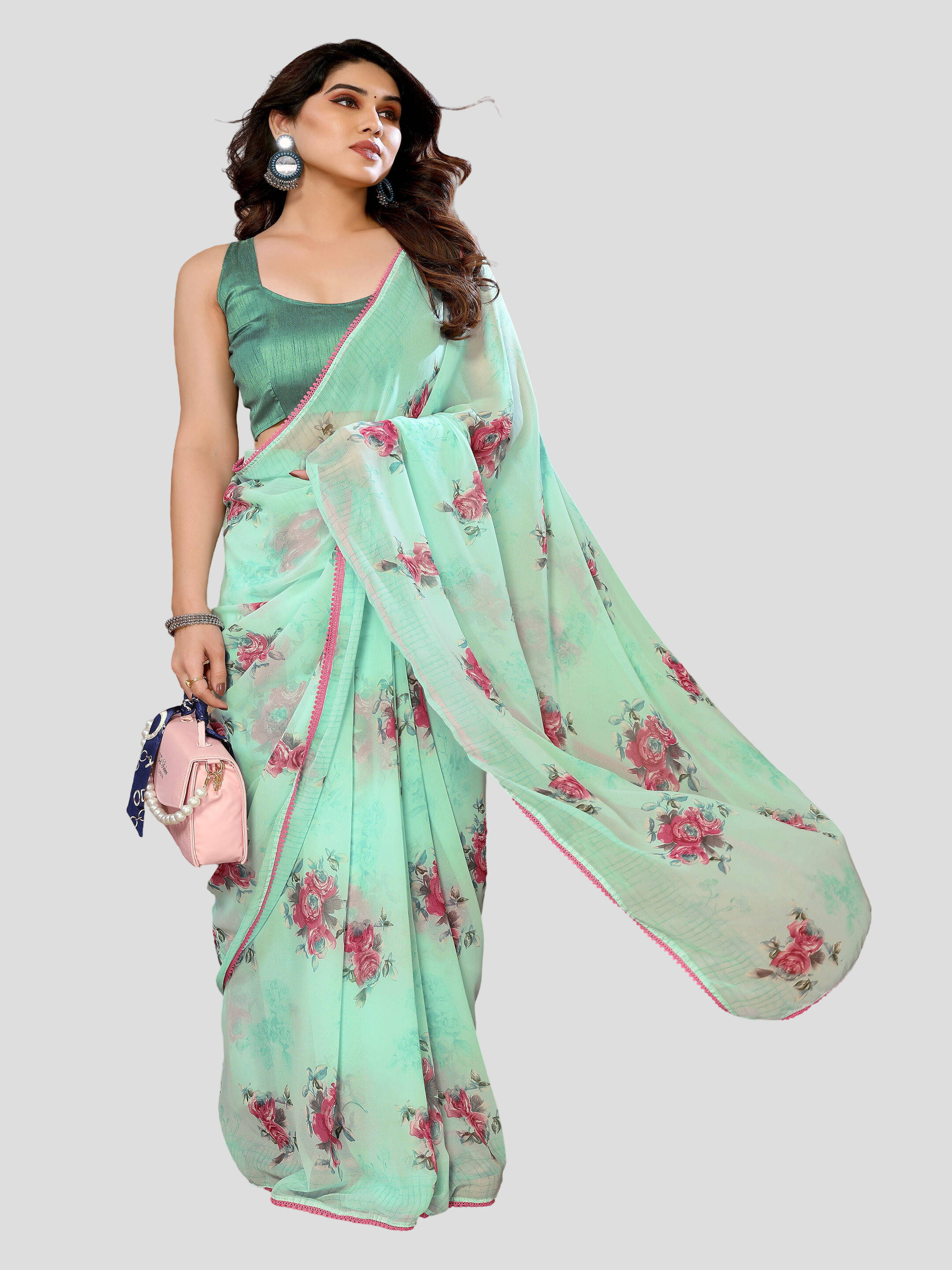 Sadika Georgette Embellished Saree With Unstitched Blouse Piece ( Light Blue ) Sadika Georgette Embellished Saree With Unstitched Blouse Piece ( Light Blue )