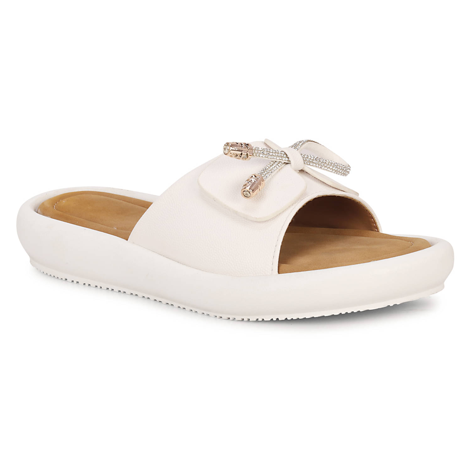     			Saheb White Women's Floater Sandals