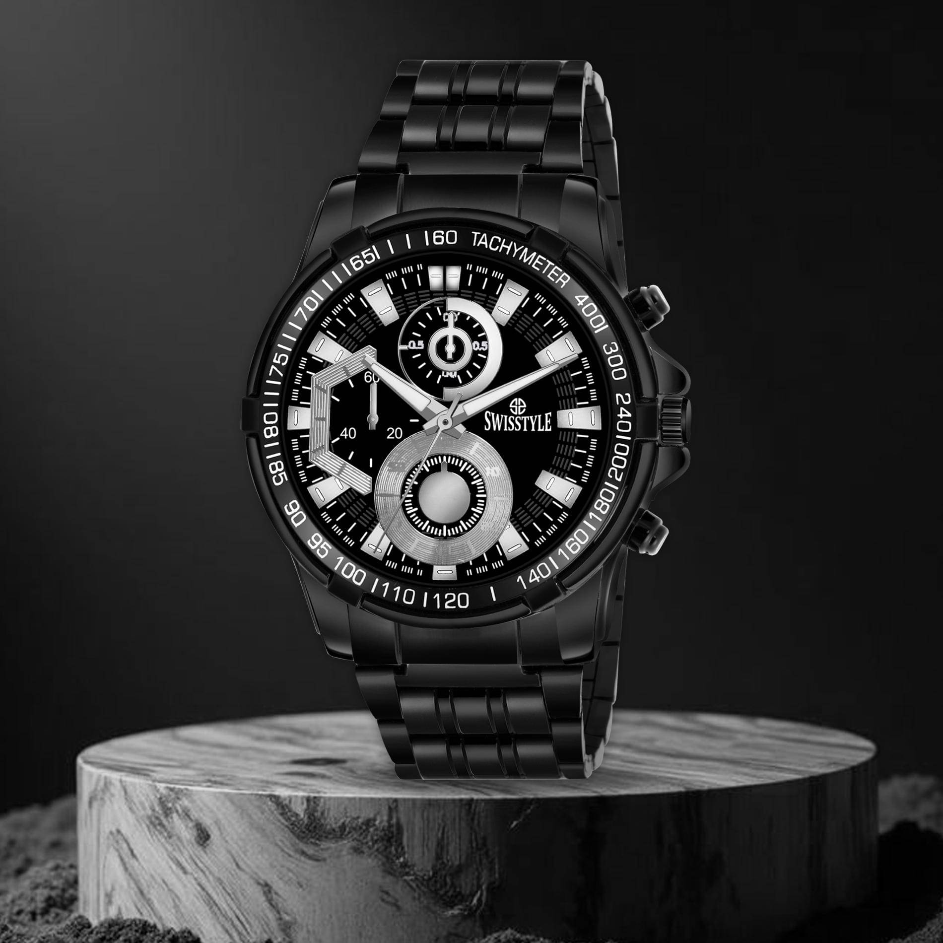     			Swisstyle Black Metal Analog Men's Watch