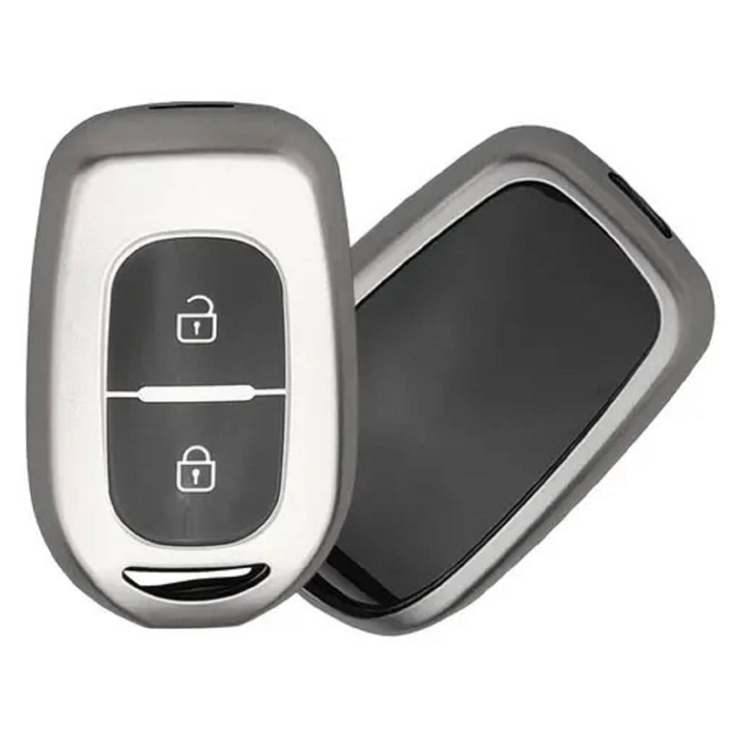 TANTRA TPU Key Cover Compatible with Renault Kwid Duster Kiger Triber 2 Button Flip Key (Grey) TANTRA TPU Key Cover Compatible with Renault Kwid Duster Kiger Triber 2 Button Flip Key (Grey)