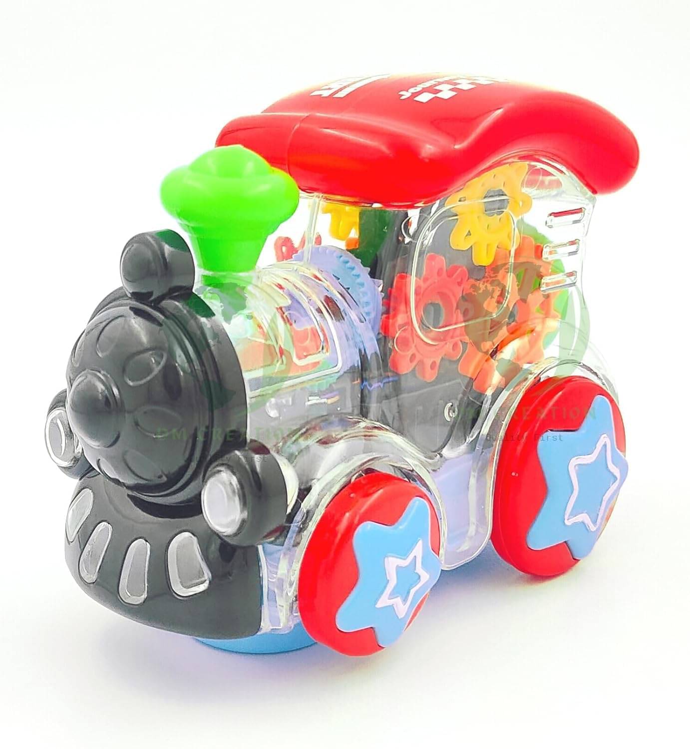     			Transparent 3D Gear Train Engine Toy 360 Degree Rotating Simulation Mechanical Engine Sound and Light Toy For Kids (Multicolor)