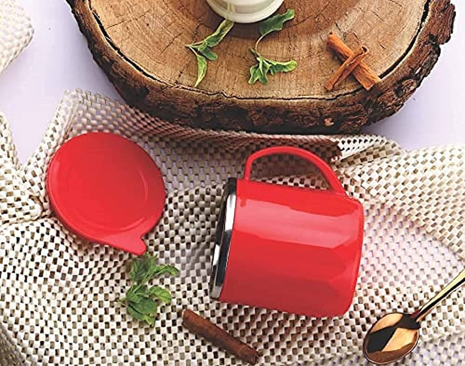 UNICEPT Coffee Mug with Lid Steel Coffee Mug 450 mL ( Pack of 1 ) UNICEPT Coffee Mug with Lid Steel Coffee Mug 450 mL ( Pack of 1 )