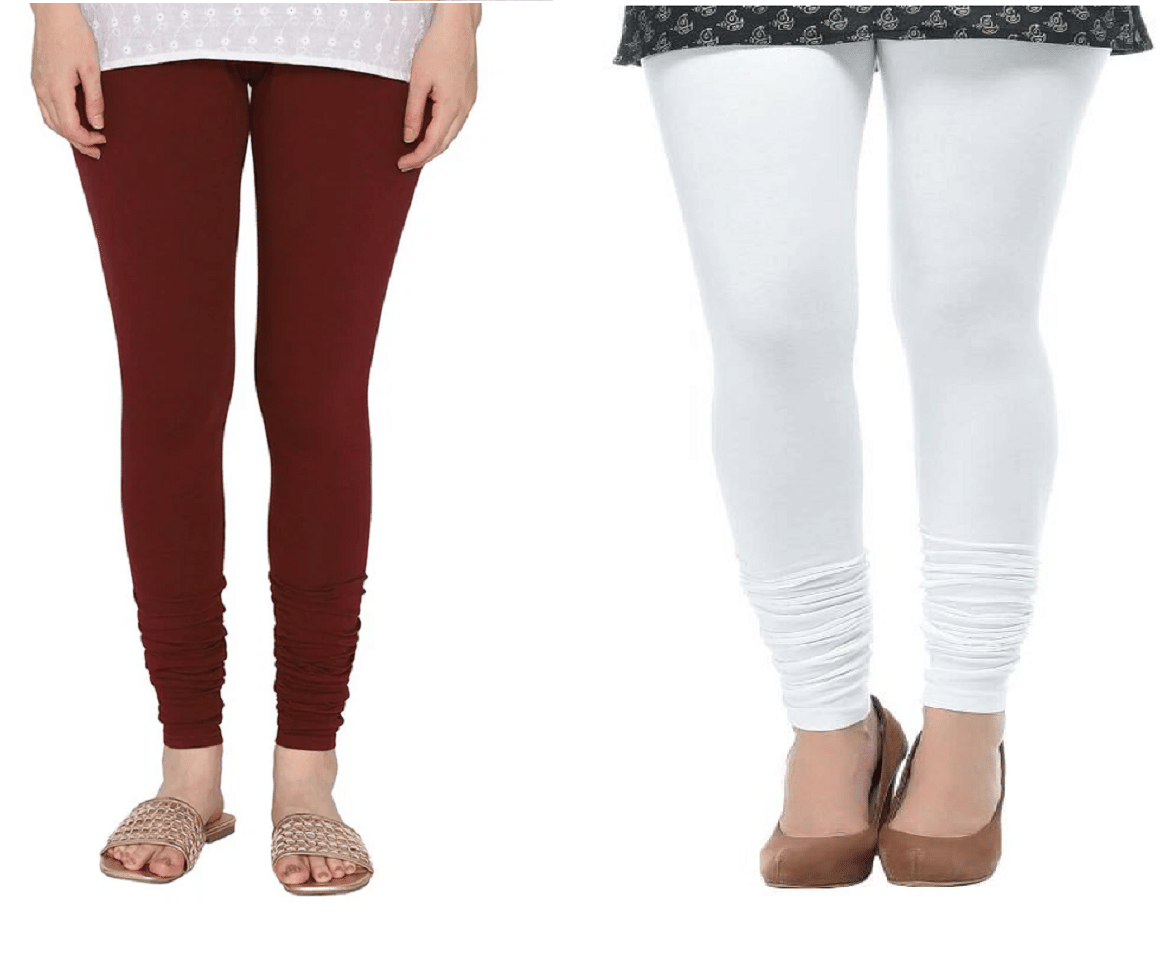     			VANIRIDDH Pack of 2 Cotton Women's Churidar ( Maroon,White )