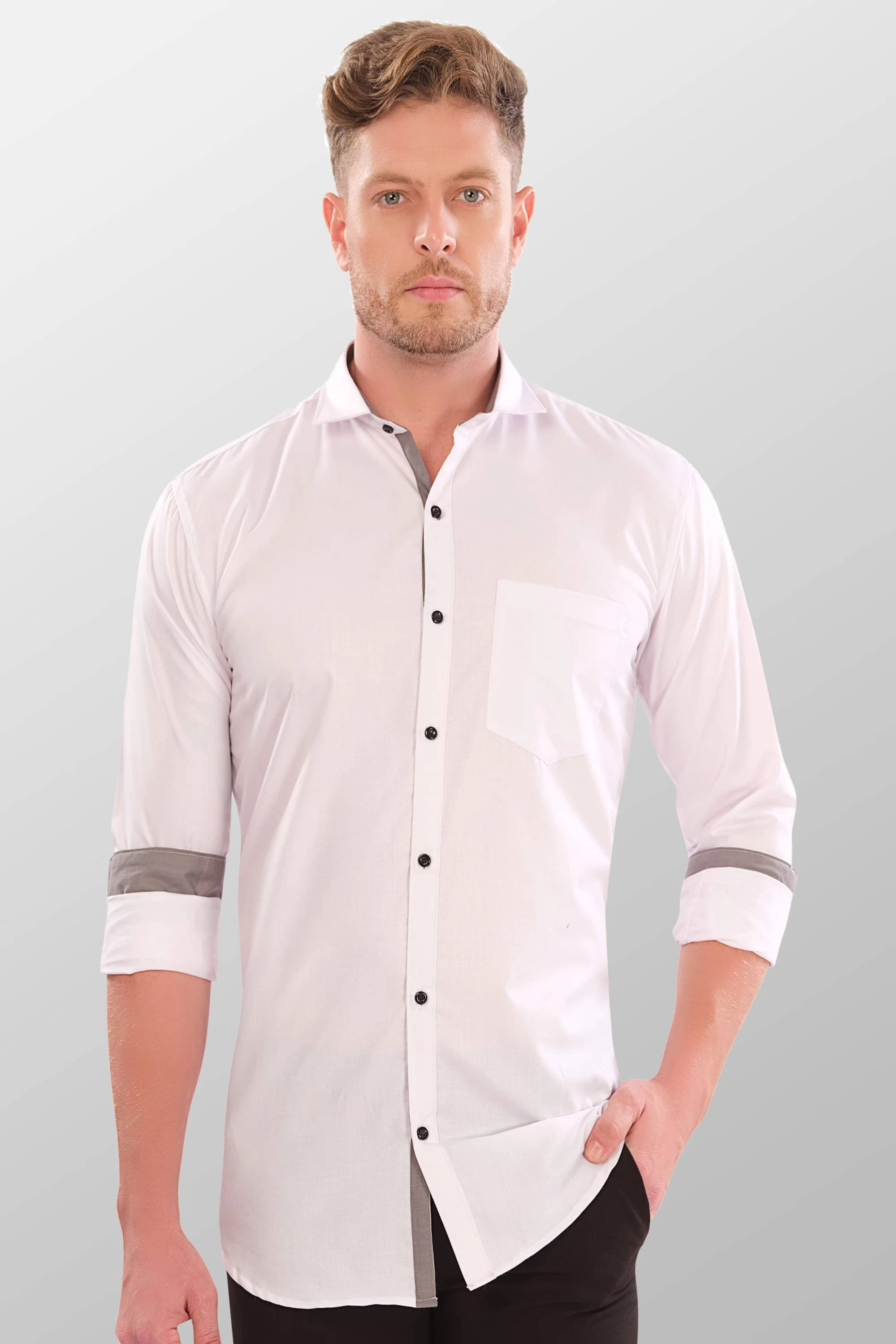     			VERTUSY Cotton Blend Regular Fit Solids Full Sleeves Men's Casual Shirt - White ( Pack of 1 )