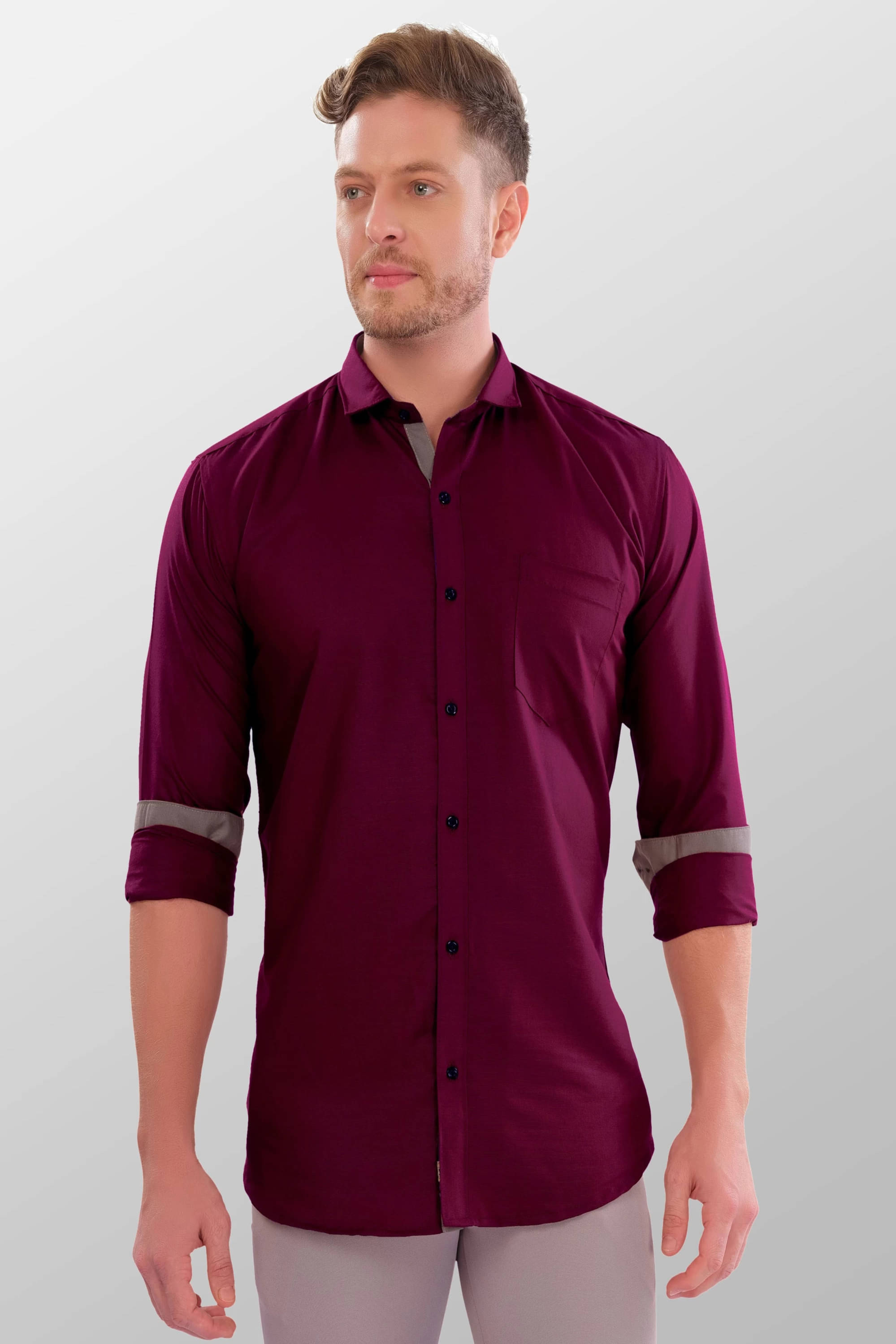     			VERTUSY Cotton Blend Regular Fit Solids Full Sleeves Men's Casual Shirt - Maroon ( Pack of 1 )