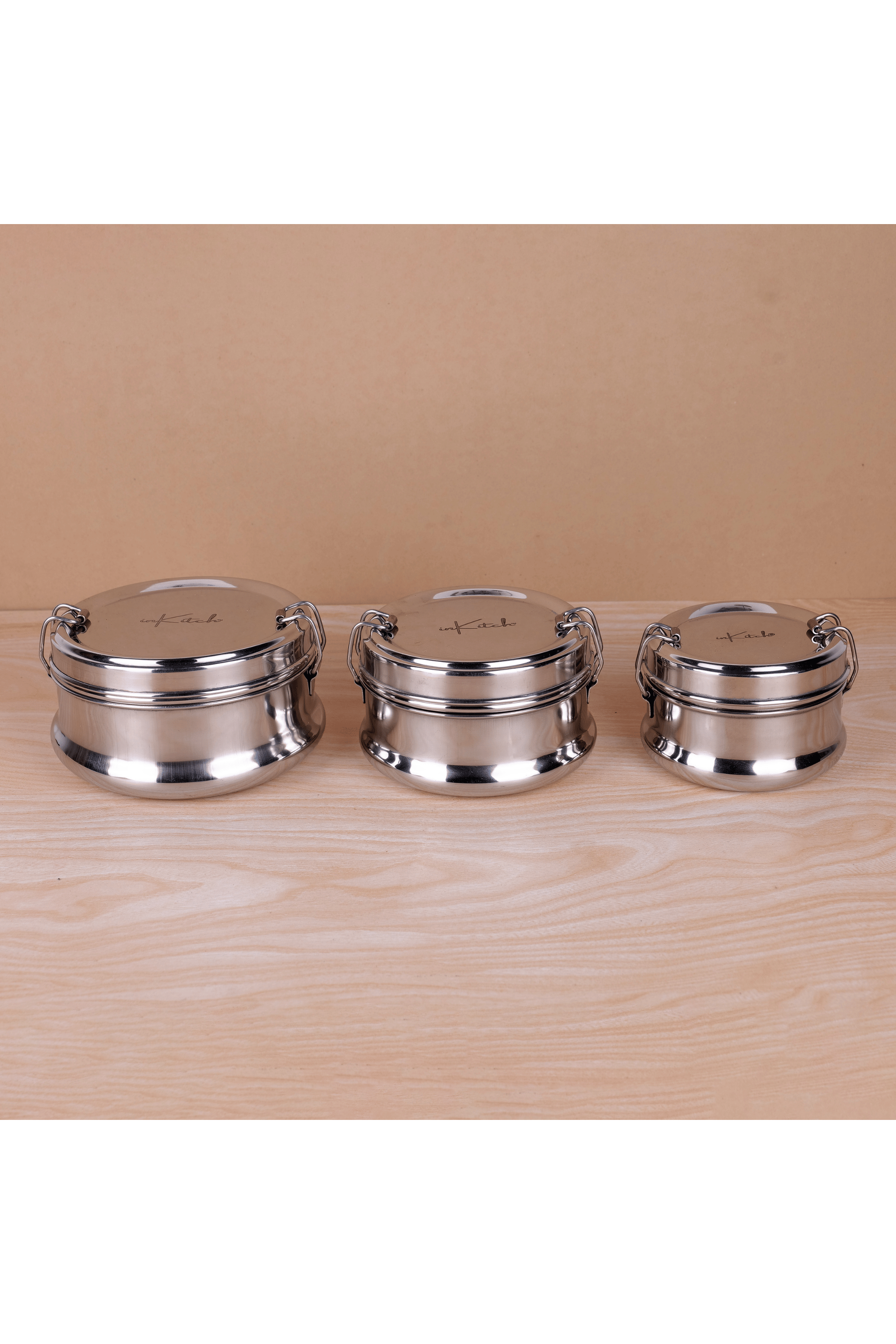 inKitch Stainless Steel Lunch Box Stainless Steel Lunch Box 3 - Container ( Pack of 3 )