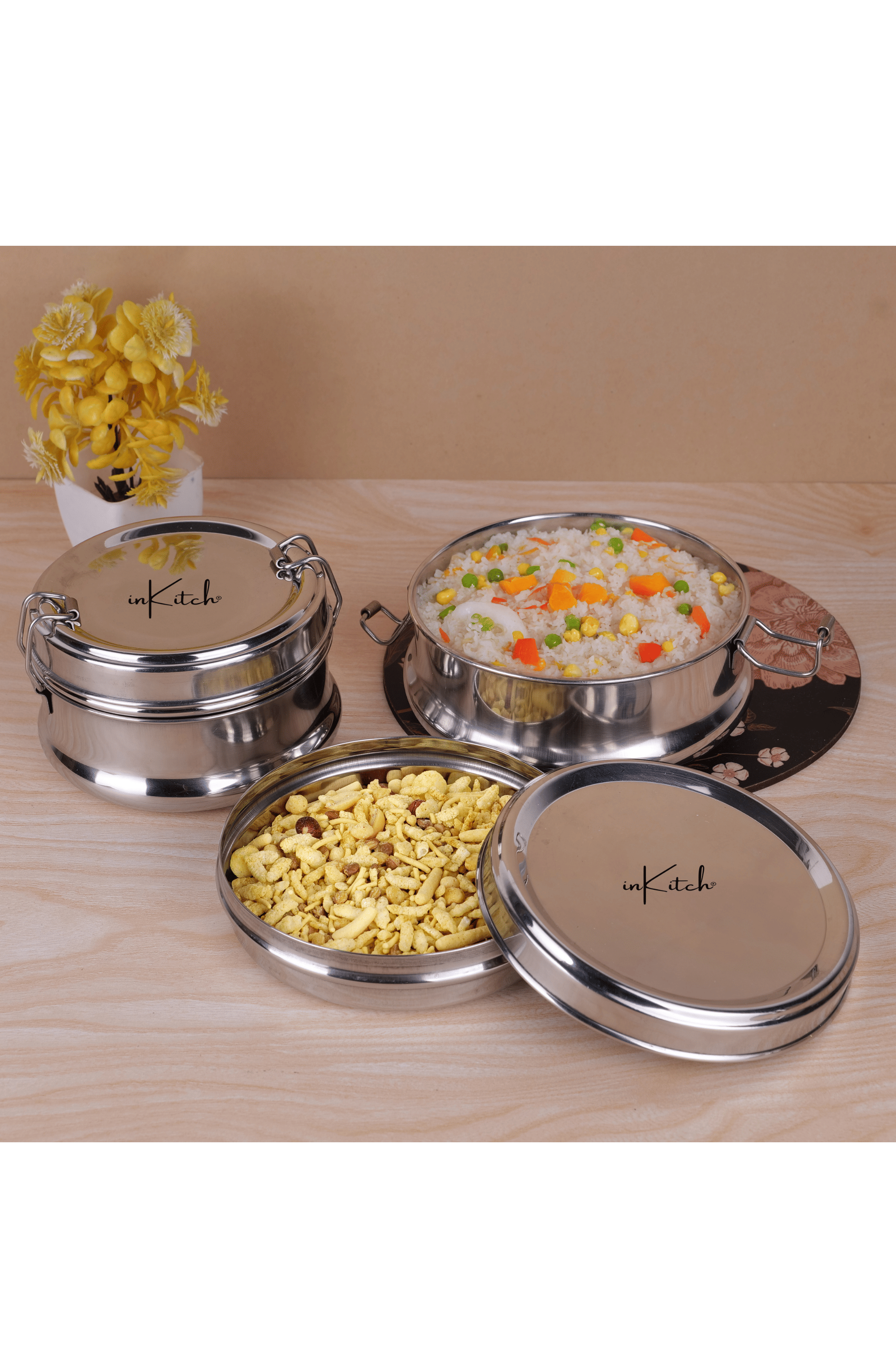 inKitch Tiffin Box Stainless Steel Lunch Box 2 - Container ( Pack of 2 )