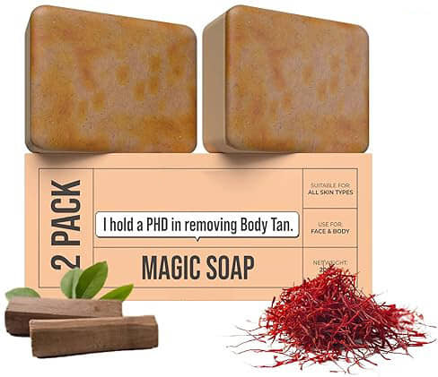 Mabilia Magic Soap Sandalwood and Saffron Bath GharSoap Pack of 2 Glowing Brightening Deep Cleansing