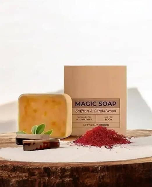 Mabilia Magic Sandalwood Saffron Soap GharSoap Glowing Skin Brightening Deep Cleansing Paraben Free Herbal Bath Bar