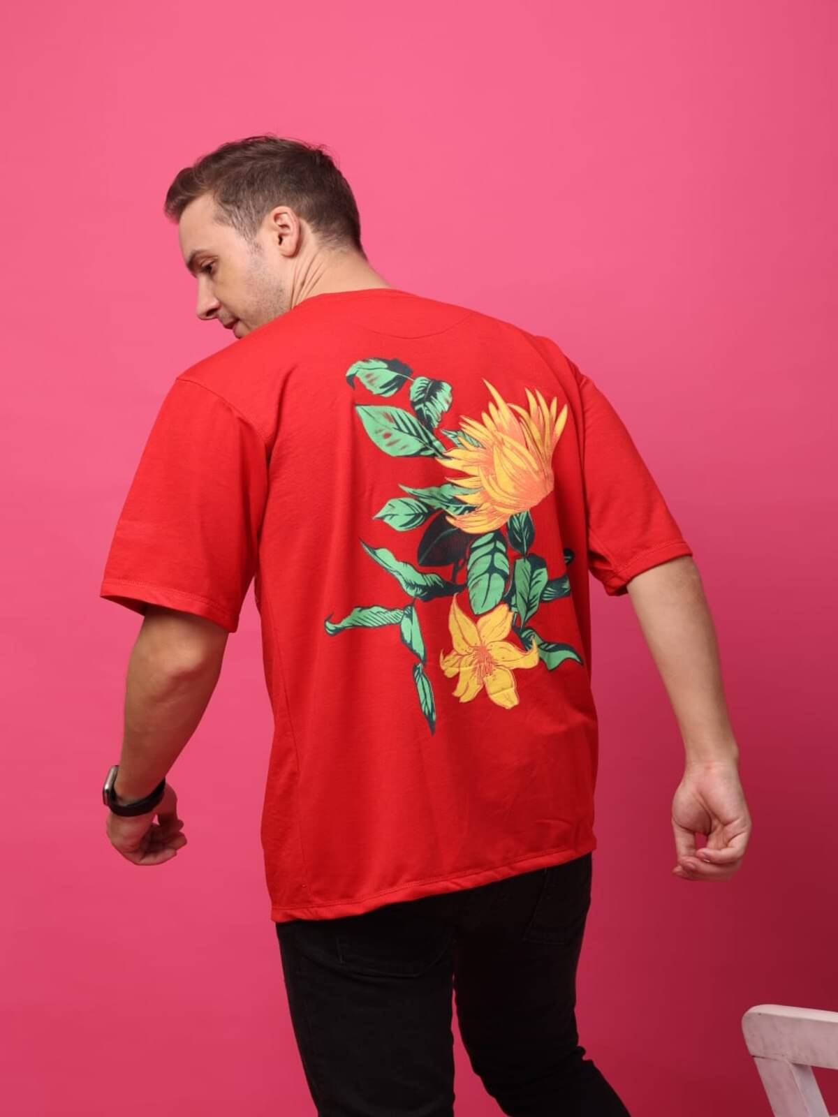 yellow tree Men Cotton Blend Relaxed Fit Printed T-Shirt ( Red ) yellow tree Men Cotton Blend Relaxed Fit Printed T-Shirt ( Red )