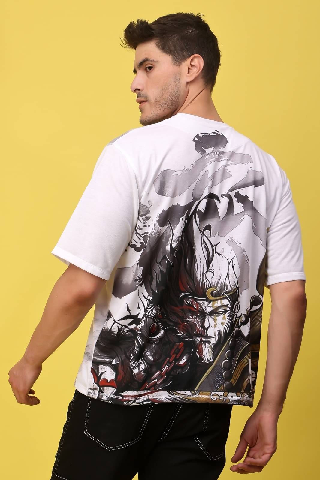     			yellow tree Men Cotton Blend Relaxed Fit Printed T-Shirt ( White )