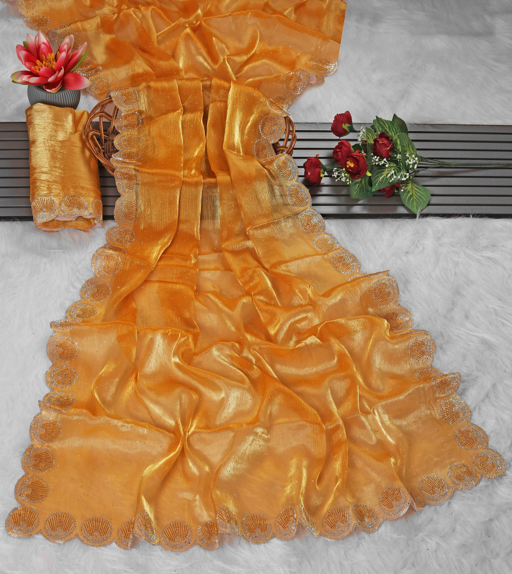 AB Silk Zimmy Choo Solid Saree With Unstitched Blouse Piece ( Yellow ) AB Silk Zimmy Choo Solid Saree With Unstitched Blouse Piece ( Yellow )