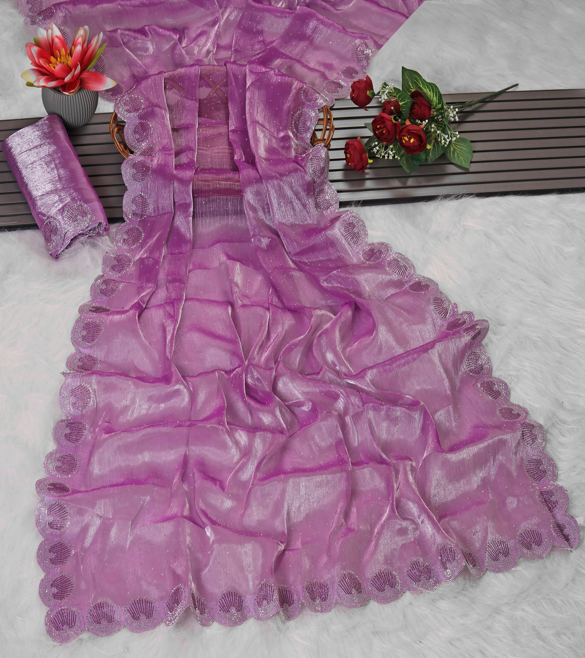 AB Silk Zimmy Choo Solid Saree With Unstitched Blouse Piece ( Lavender ) AB Silk Zimmy Choo Solid Saree With Unstitched Blouse Piece ( Lavender )