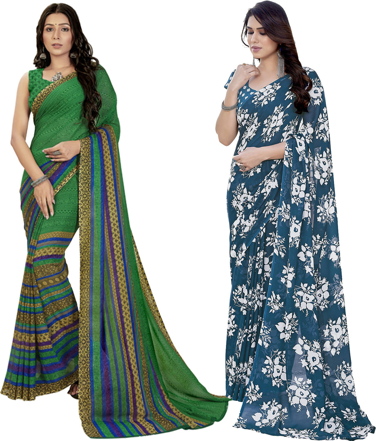 ANAND SAREES Georgette Dyed Saree With Unstitched Blouse Piece ( Multicolor ) ANAND SAREES Georgette Dyed Saree With Unstitched Blouse Piece ( Multicolor )