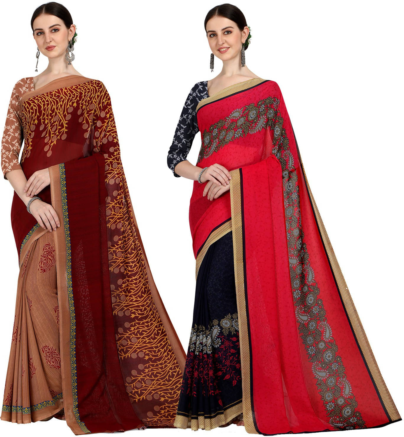 ANAND SAREES Georgette Dyed Saree With Unstitched Blouse Piece ( Multicolor ) ANAND SAREES Georgette Dyed Saree With Unstitched Blouse Piece ( Multicolor )