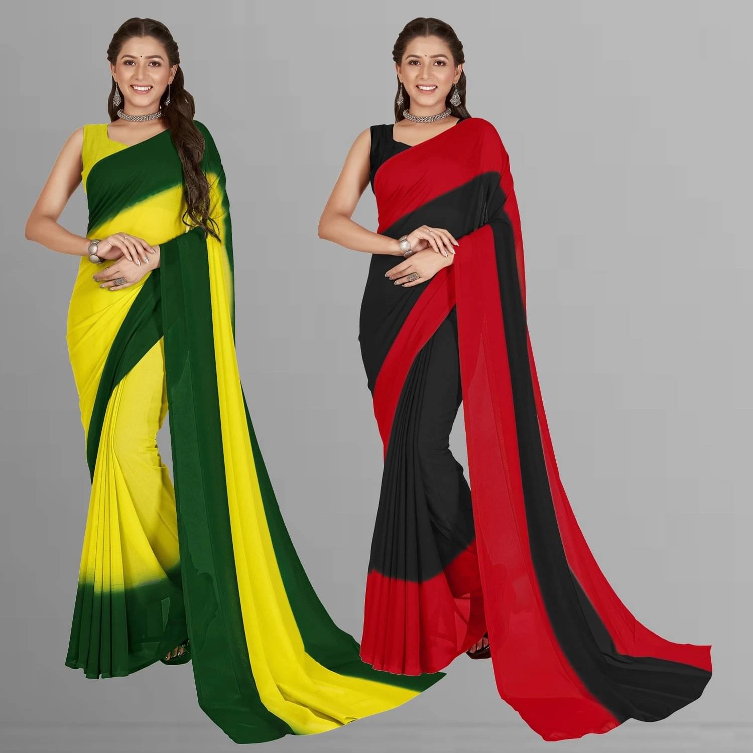     			ANAND SAREES Georgette Dyed Saree With Unstitched Blouse Piece ( Multicolor )