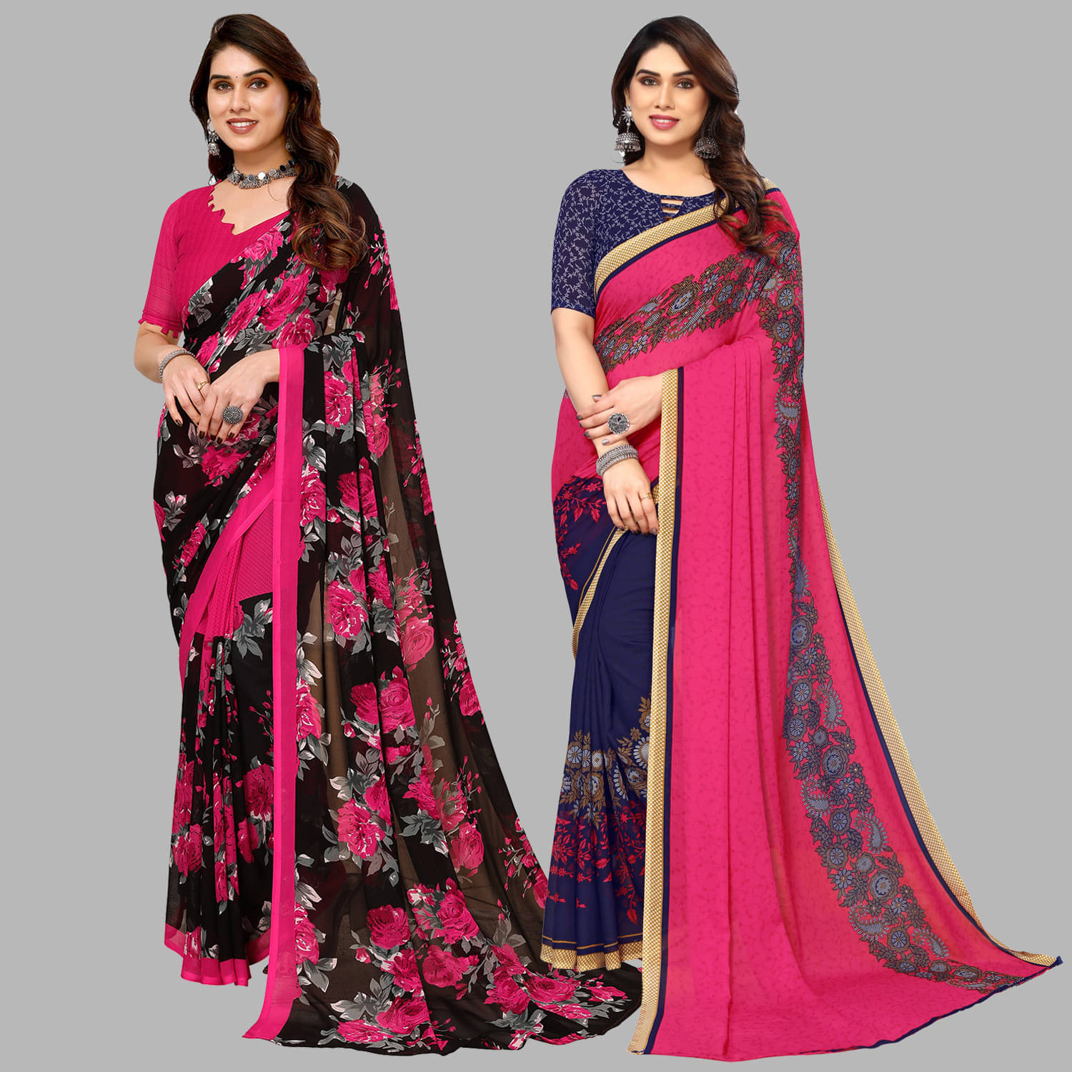     			ANAND SAREES Georgette Embellished Saree With Unstitched Blouse Piece ( Multicolor )