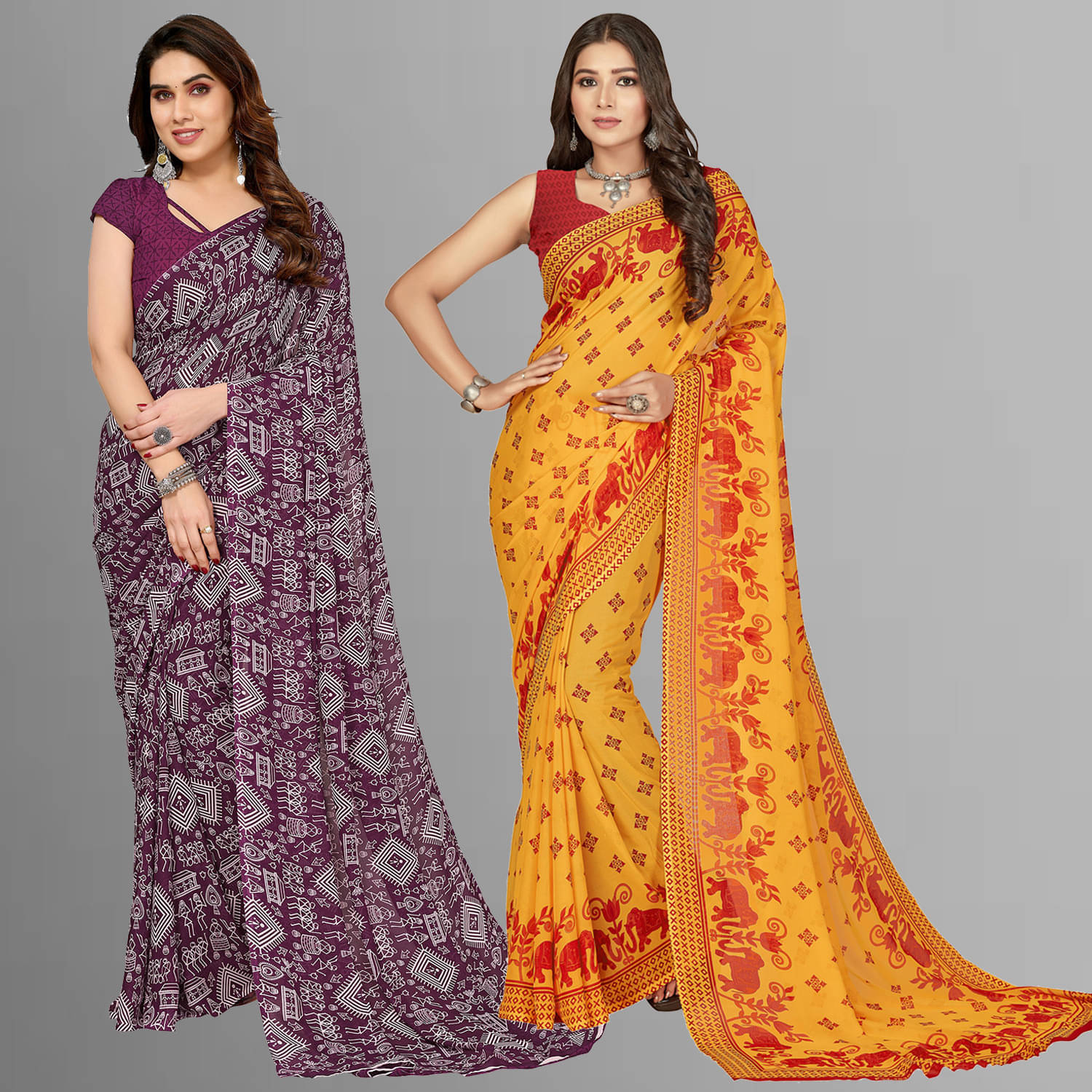     			ANAND SAREES Georgette Embellished Saree With Unstitched Blouse Piece ( Multicolor )