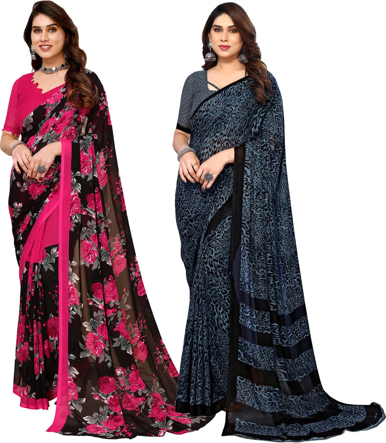 ANAND SAREES Georgette Embellished Saree With Unstitched Blouse Piece ( Multicolor ) ANAND SAREES Georgette Embellished Saree With Unstitched Blouse Piece ( Multicolor )