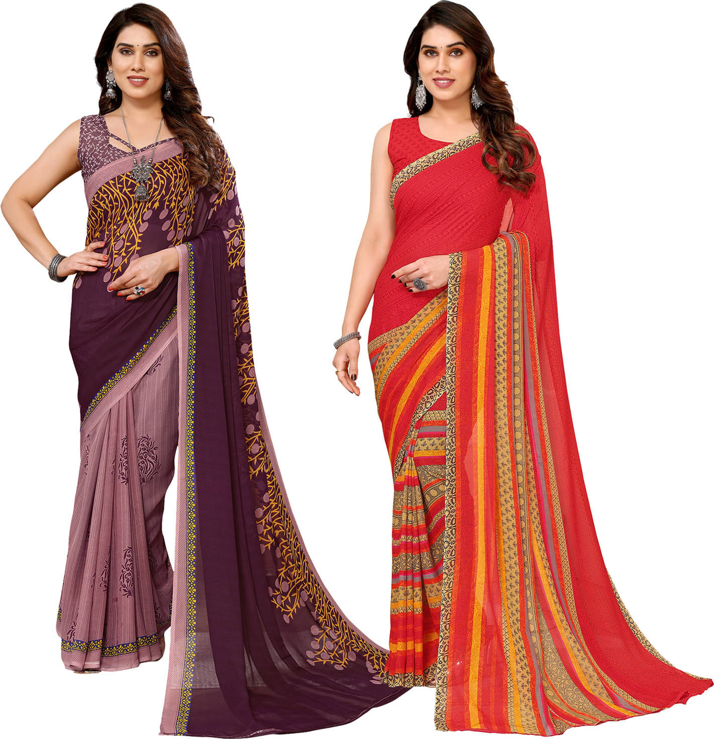     			ANAND SAREES Georgette Embellished Saree With Unstitched Blouse Piece ( Multicolor )