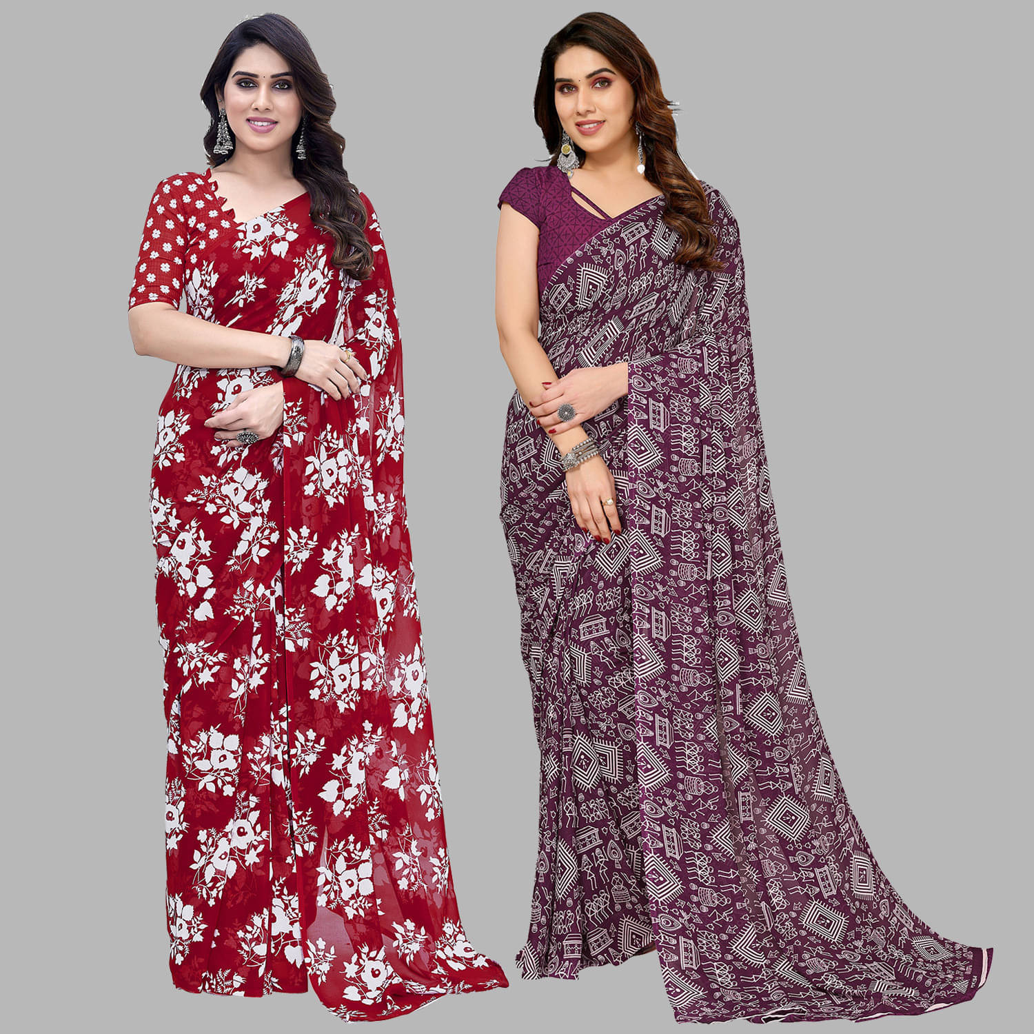 ANAND SAREES Georgette Embellished Saree With Unstitched Blouse Piece ( Multicolor ) ANAND SAREES Georgette Embellished Saree With Unstitched Blouse Piece ( Multicolor )