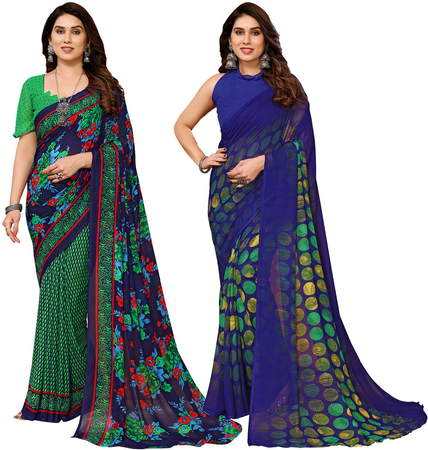 ANAND SAREES Georgette Embellished Saree With Unstitched Blouse Piece ( Multicolor ) ANAND SAREES Georgette Embellished Saree With Unstitched Blouse Piece ( Multicolor )