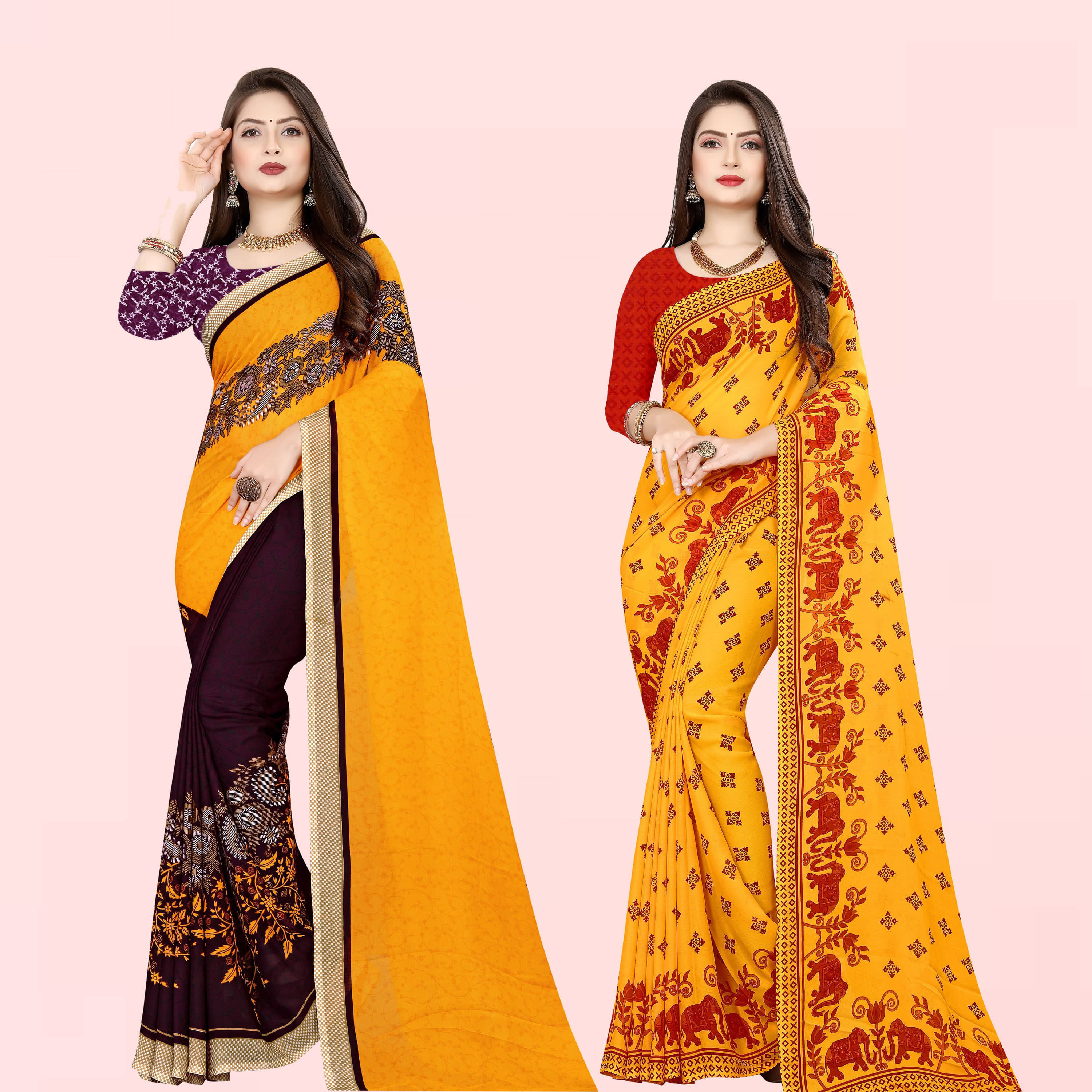 ANAND SAREES Georgette Embellished Saree With Unstitched Blouse Piece ( Multicolor ) ANAND SAREES Georgette Embellished Saree With Unstitched Blouse Piece ( Multicolor )