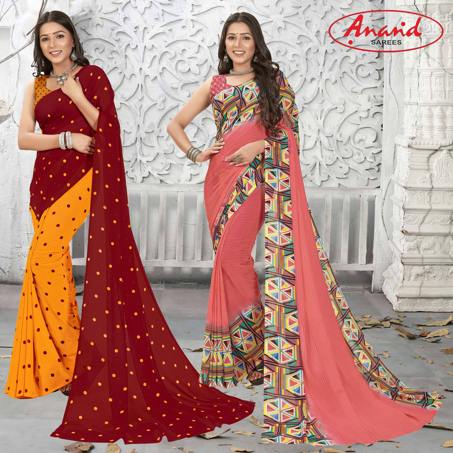 ANAND SAREES Georgette Printed Saree With Unstitched Blouse Piece ( Multicolor ) ANAND SAREES Georgette Printed Saree With Unstitched Blouse Piece ( Multicolor )