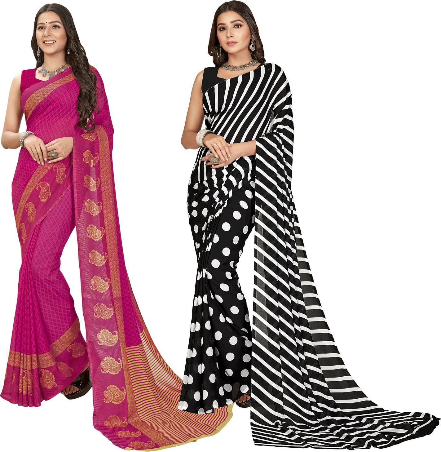 ANAND SAREES Georgette Printed Saree With Unstitched Blouse Piece ( Multicolor ) ANAND SAREES Georgette Printed Saree With Unstitched Blouse Piece ( Multicolor )