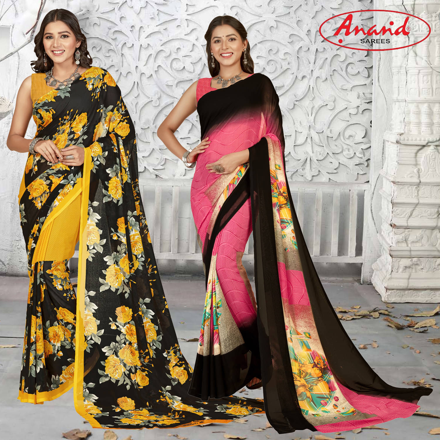 ANAND SAREES Georgette Printed Saree With Unstitched Blouse Piece ( Multicolor ) ANAND SAREES Georgette Printed Saree With Unstitched Blouse Piece ( Multicolor )