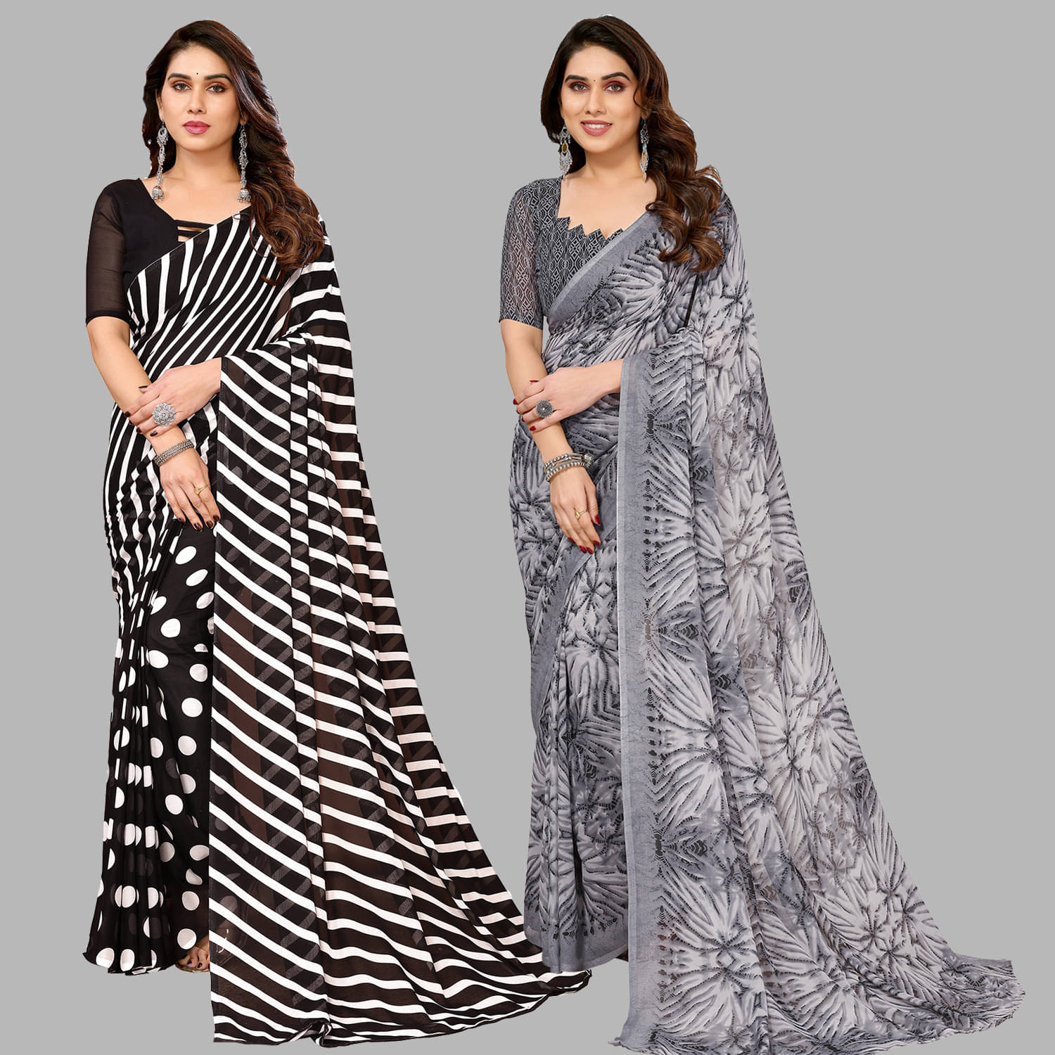     			ANAND SAREES Georgette Printed Saree With Unstitched Blouse Piece ( Multicolor )